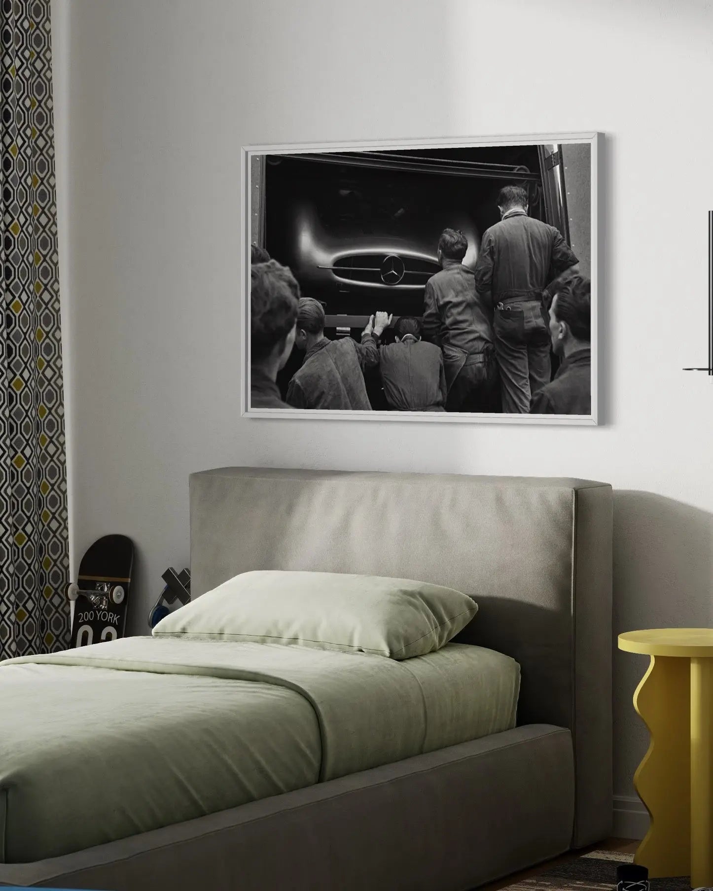 1954 Mercedes Grand Prix by Joseph McKeown styled in a contemporary interior setting