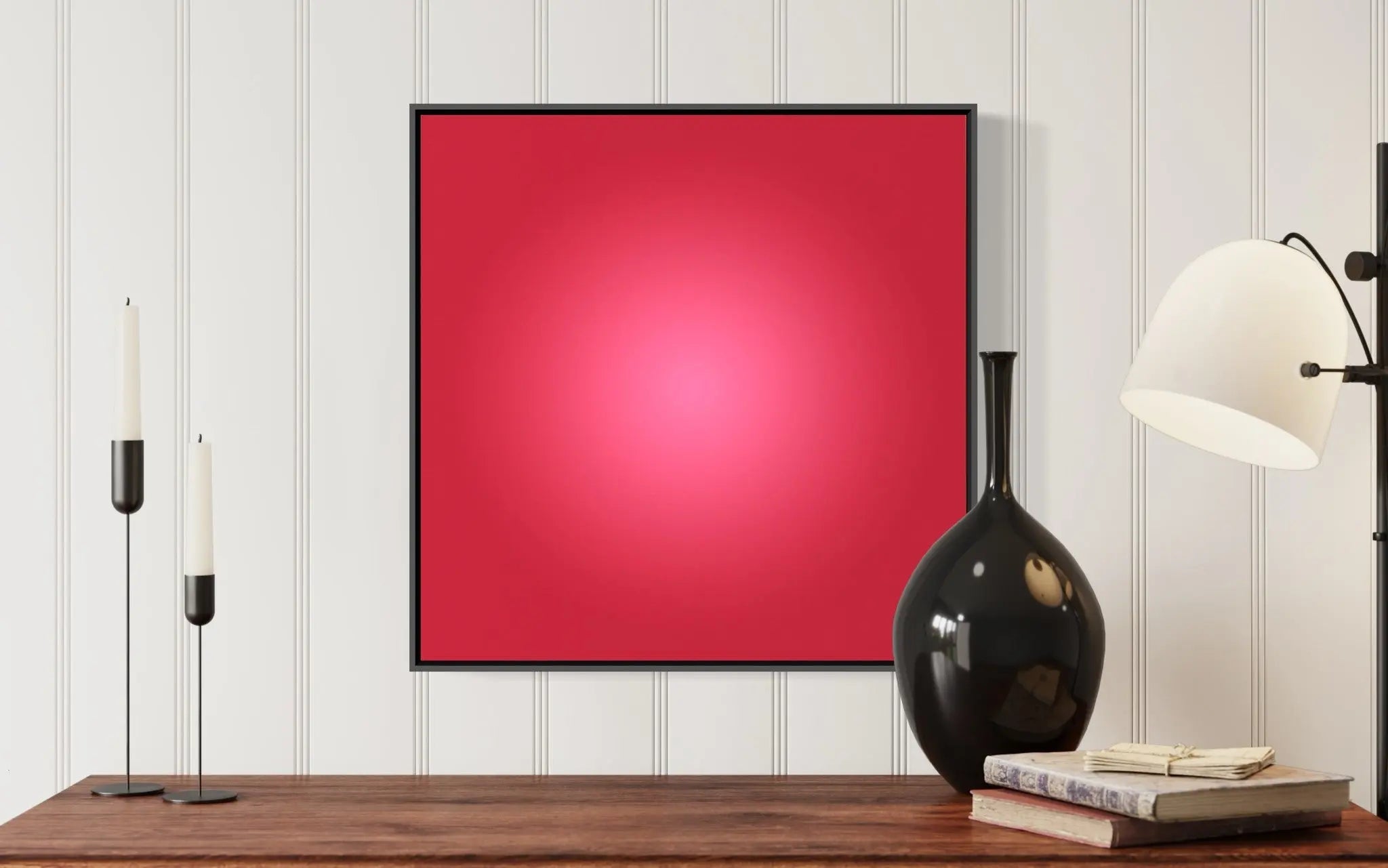 Vermillion Halo by Alejandro Franseschini displayed in a modern living room interior