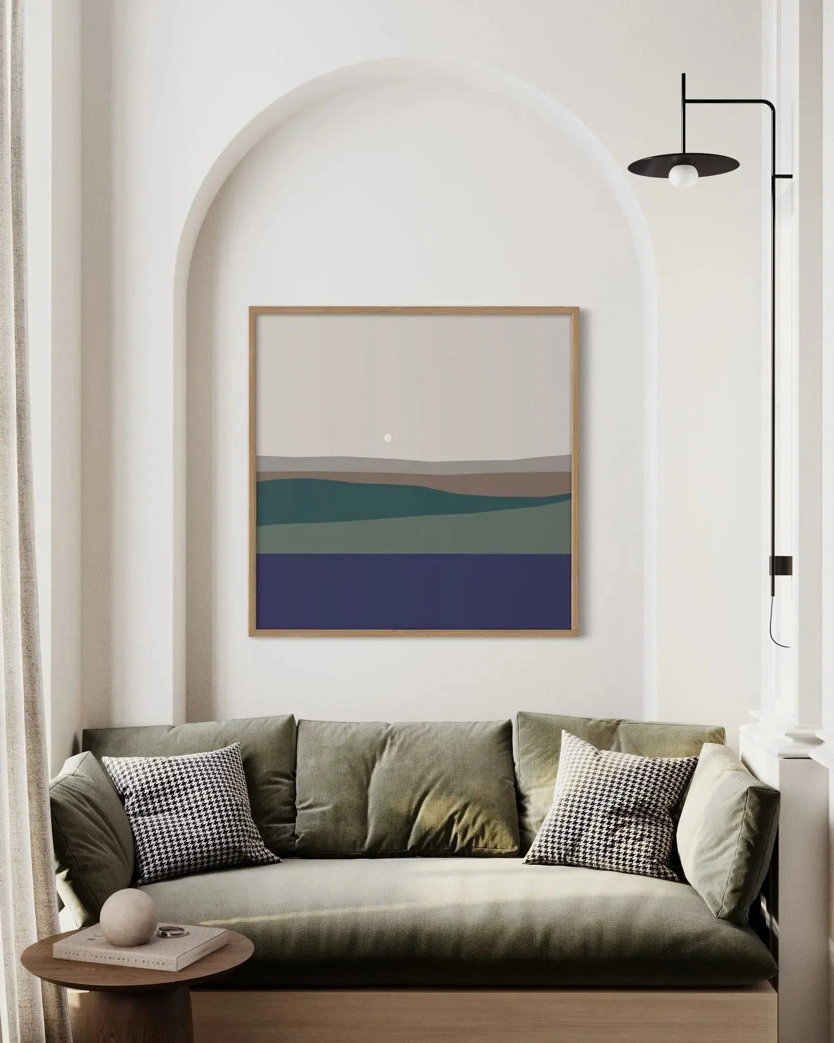 Landscape with Full Moon by Alejandro Franseschini featured in an elegant interior space