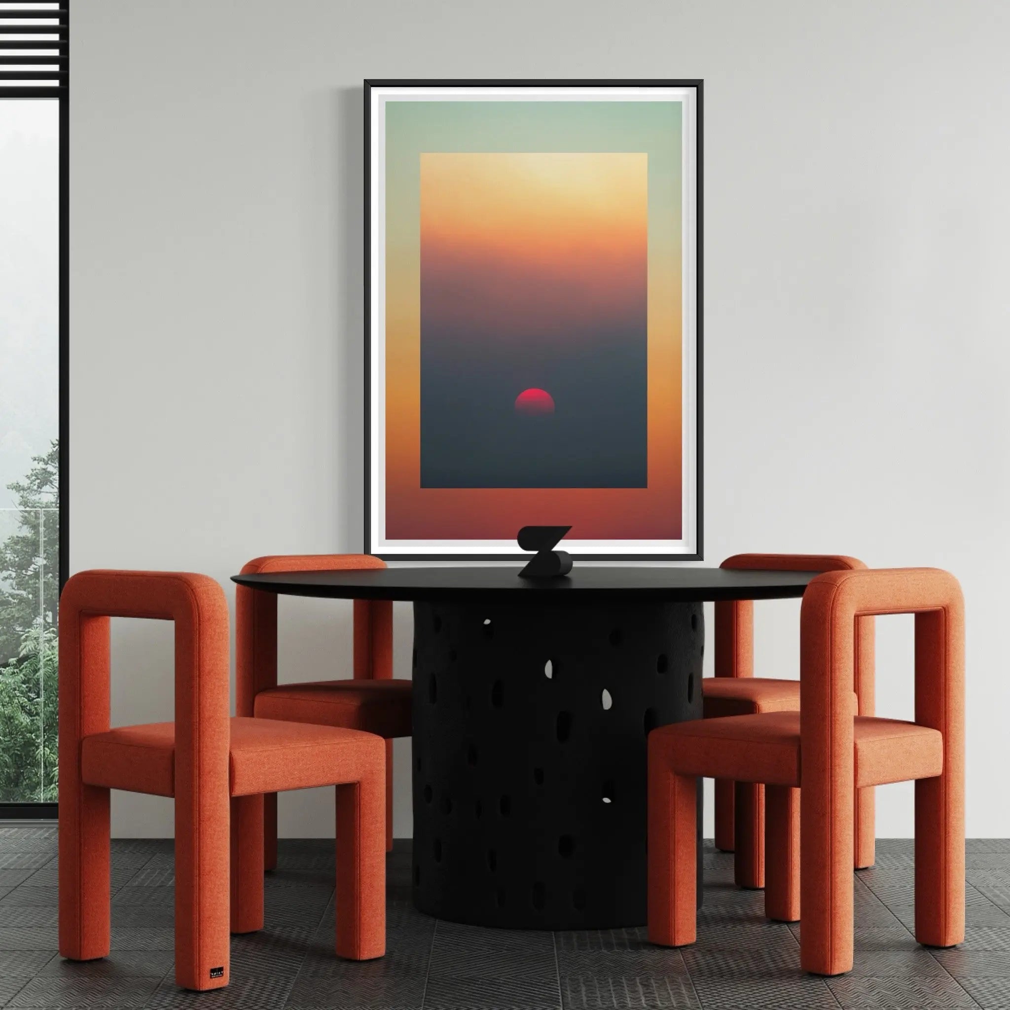 Red Moon Sunset by Francesco Alessandrini showcased in a designer room setting