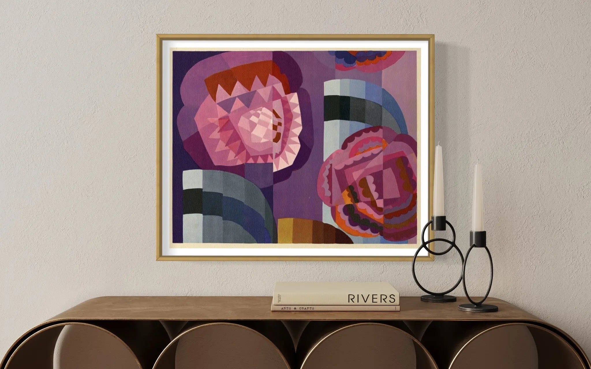 Geometric Roses by Edouard Benedictus presented in a curated interior design