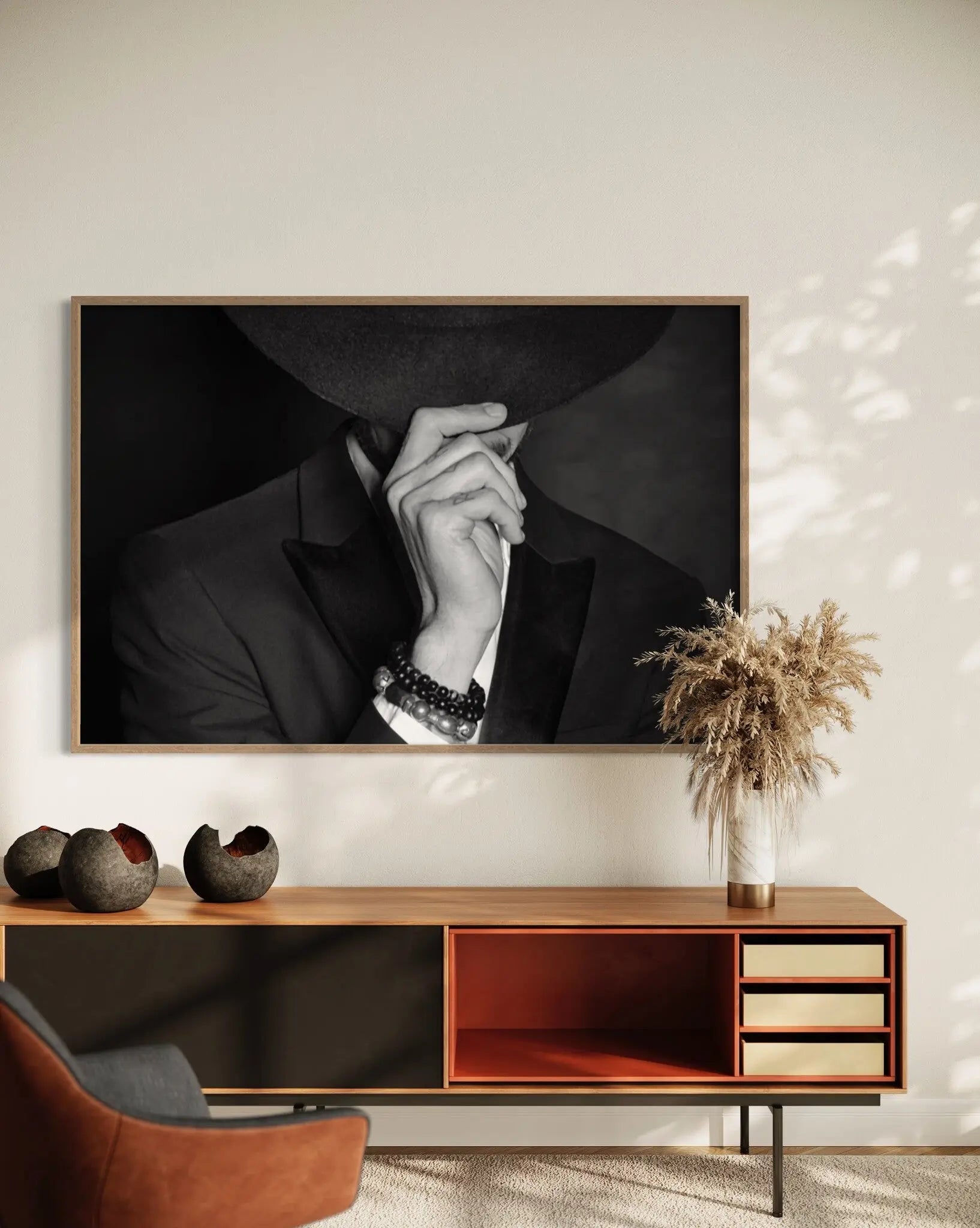 Urban Modern Cowboy displayed in a modern living room interior