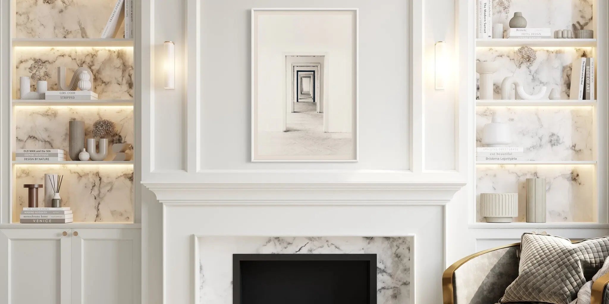 Enfilade by F. Kominik styled in a contemporary interior setting