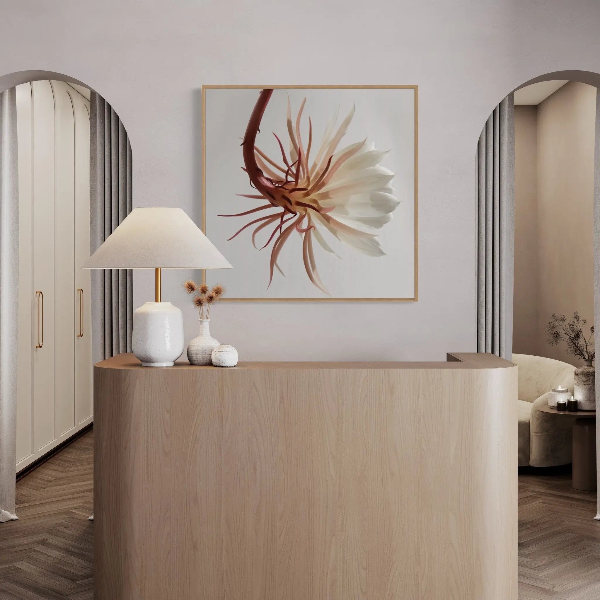 Delicate showcased in a designer room setting