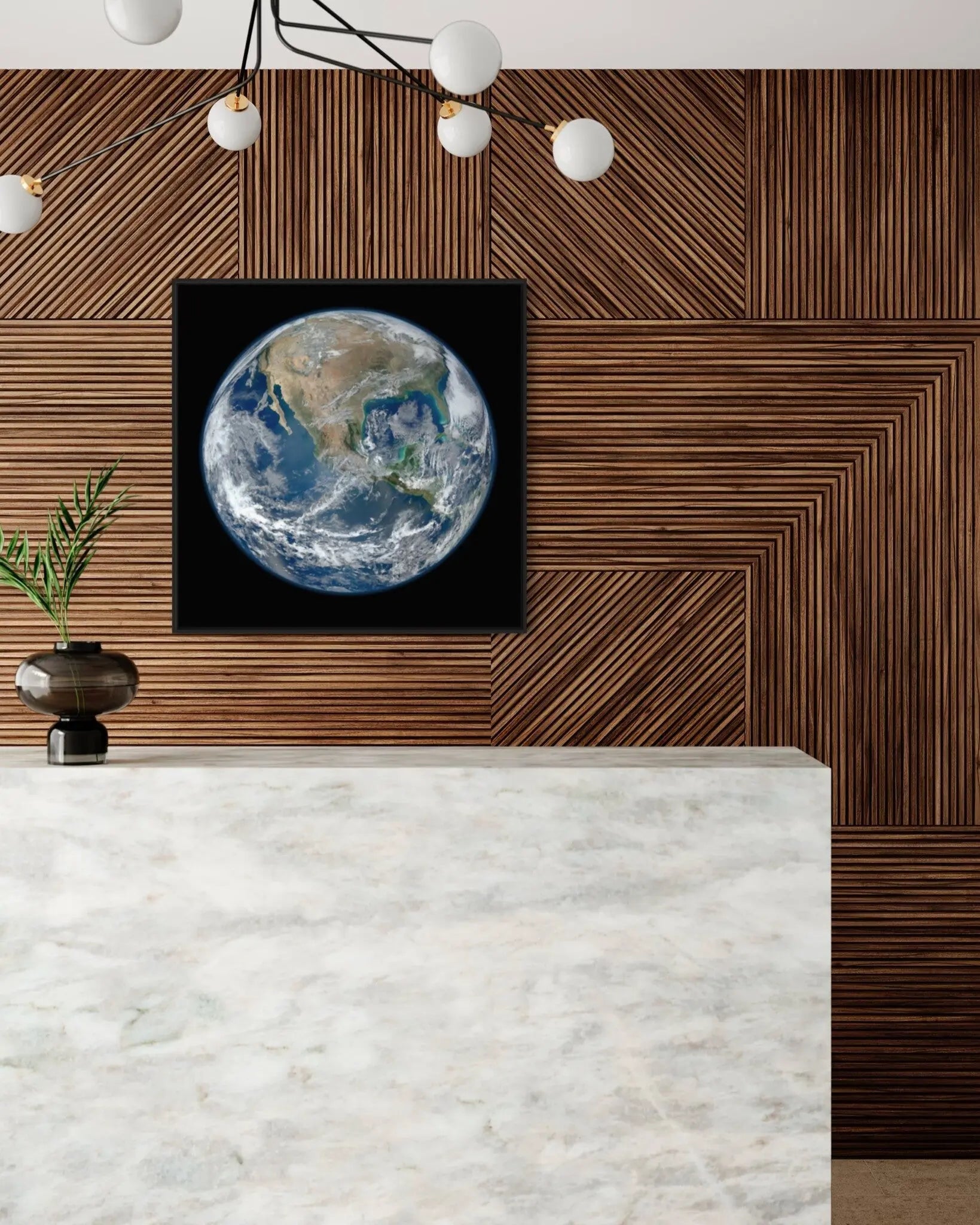 Earth View Through the Suomi Telescope showcased in a designer room setting