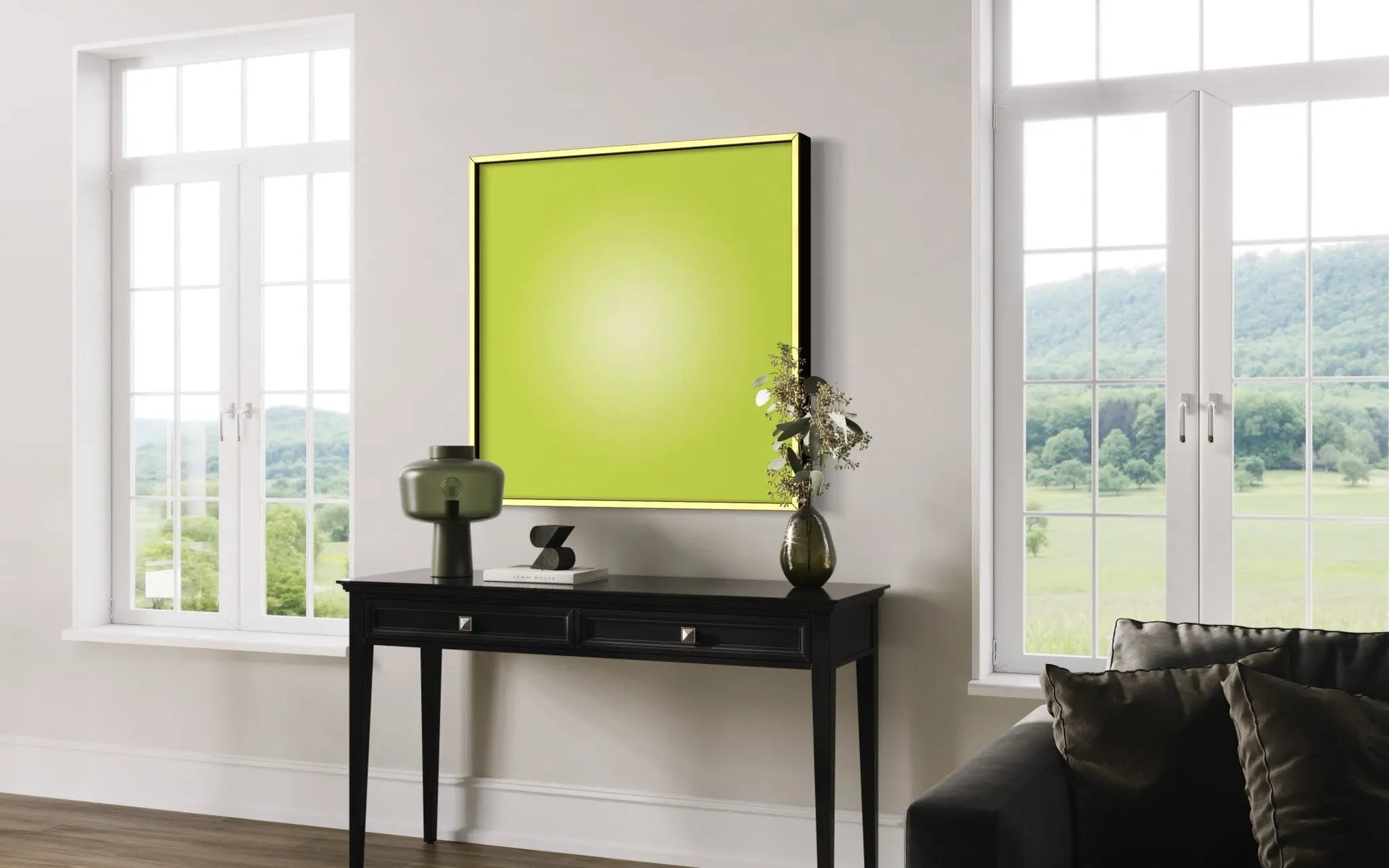 Chartreuse Halo by Alejandro Franseschini displayed in a modern living room interior