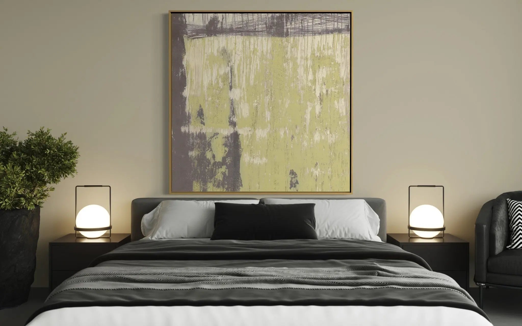 Universal Syncopations 55 by Evelyn Ogly presented in a curated interior design