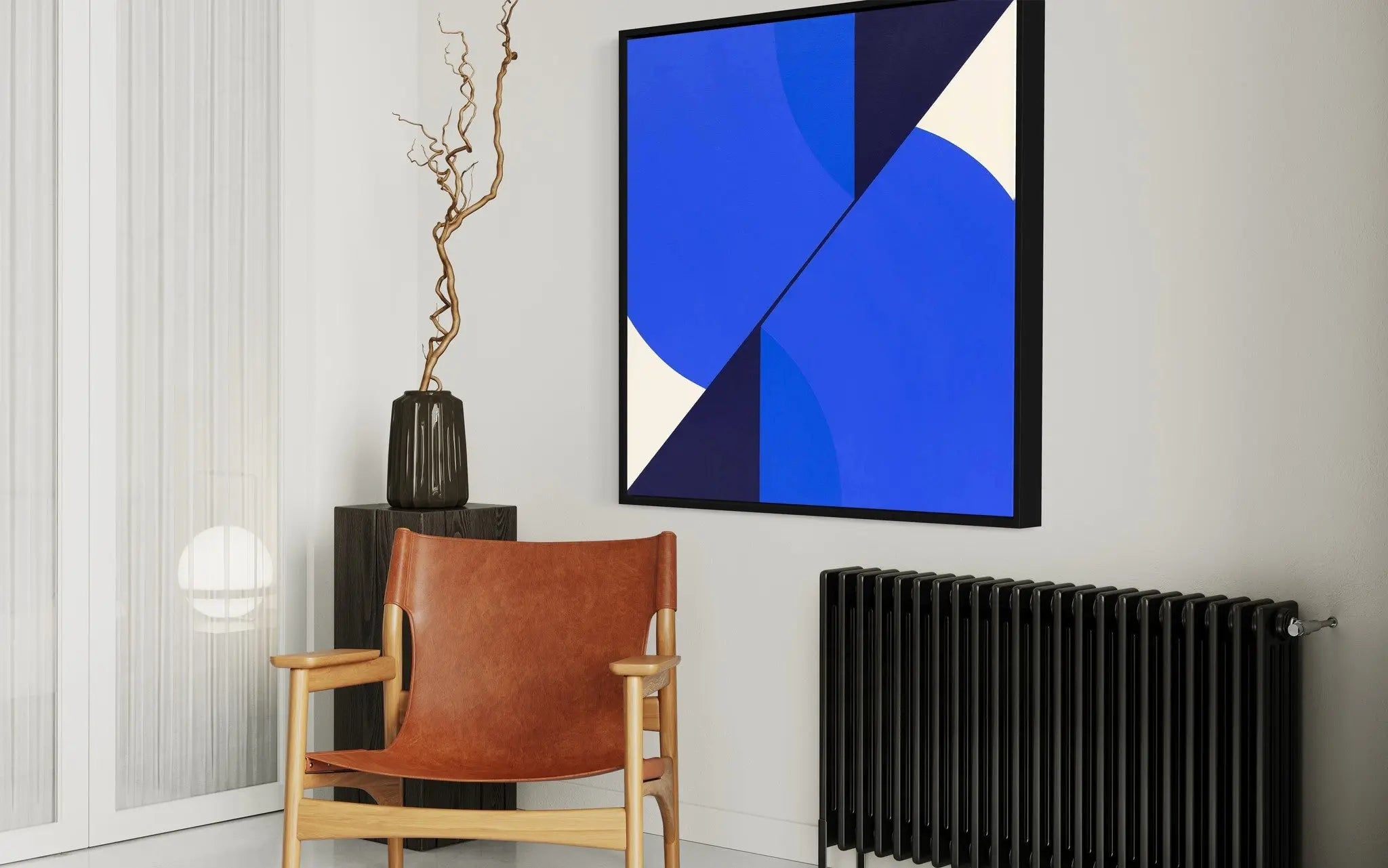 Cuadratura #04 by Rodrigo Martin displayed in a modern living room interior