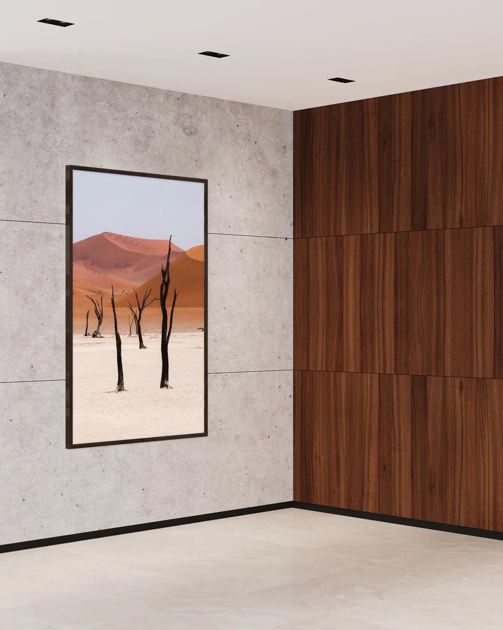 Desert Landscape by A. Francis displayed in a modern living room interior