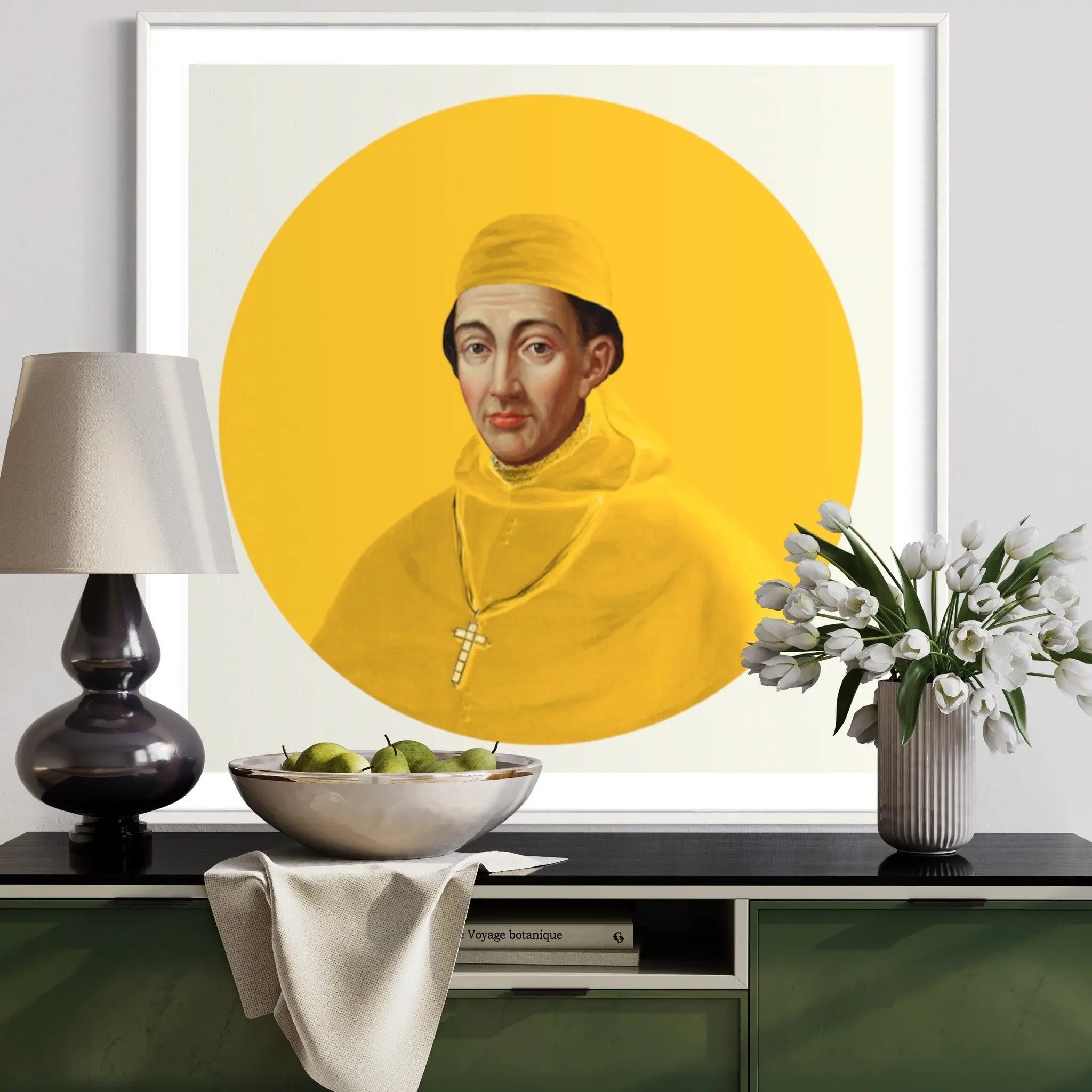 Cardinal in Yellow by Alejandro Franseschini showcased in a designer room setting
