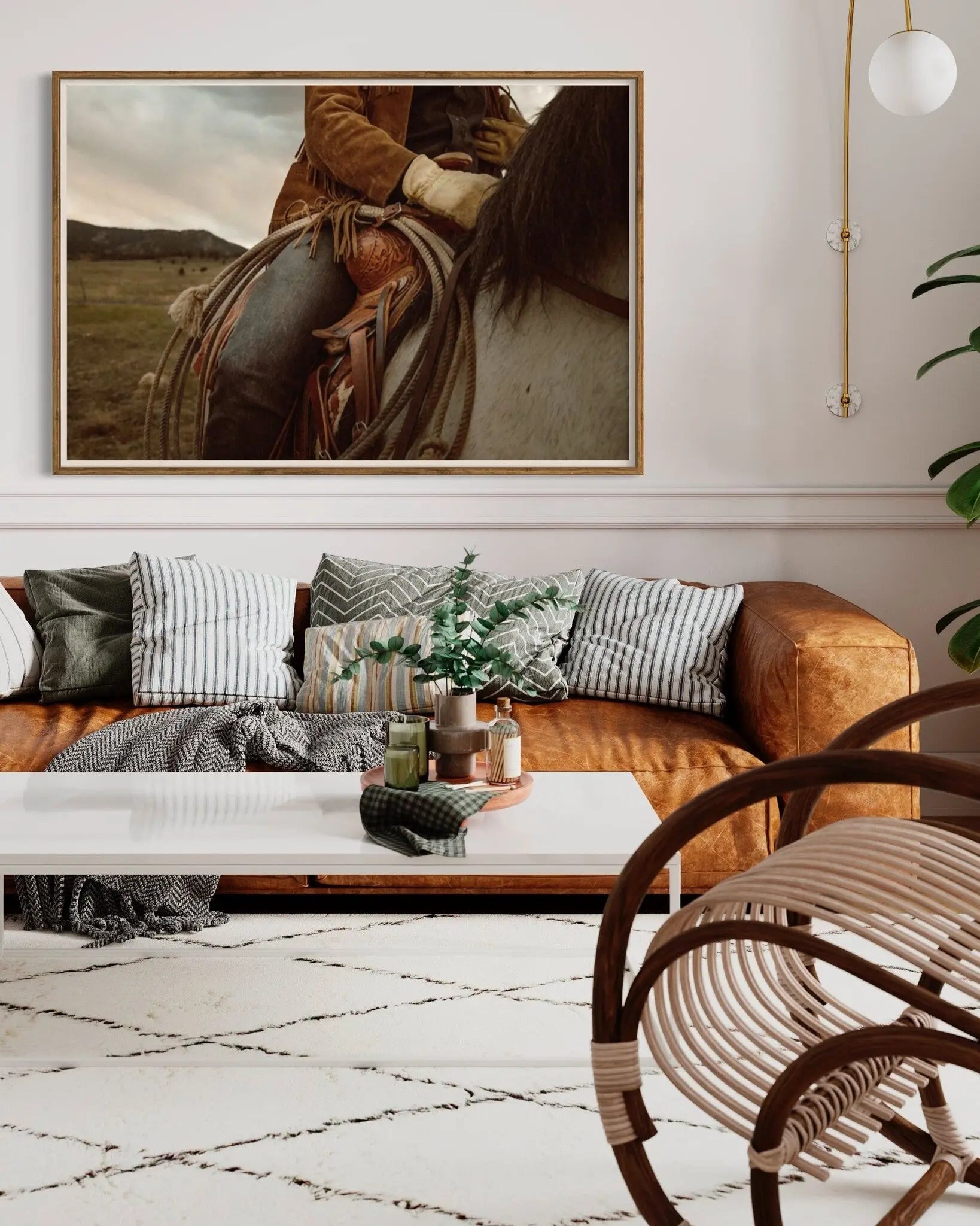 Saddle Serenity showcased in a designer room setting