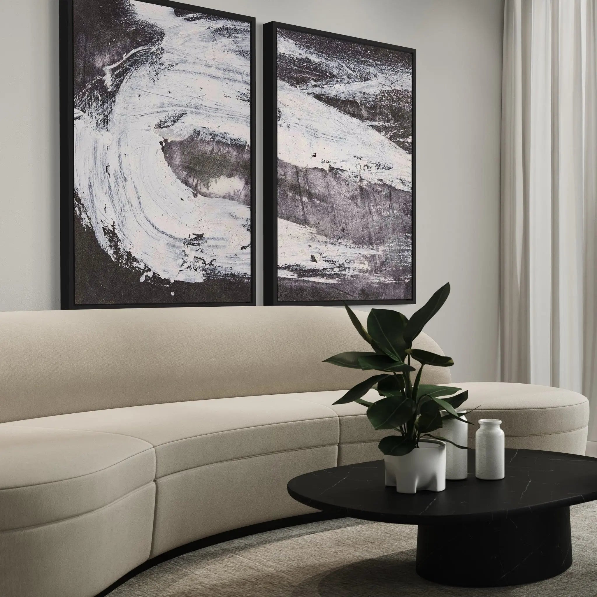 Oblivion I by Evelyn Ogly showcased in a designer room setting