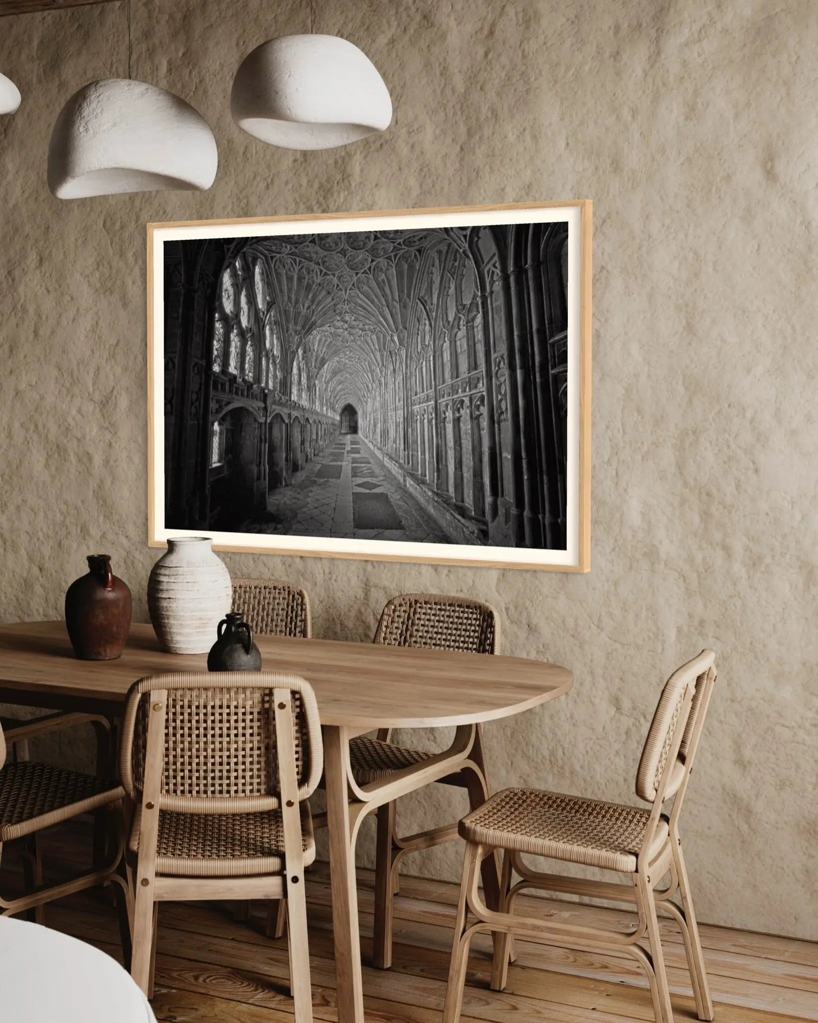 Gloucester Cathedral Black and White Photograph by M. Beck styled in a contemporary interior setting