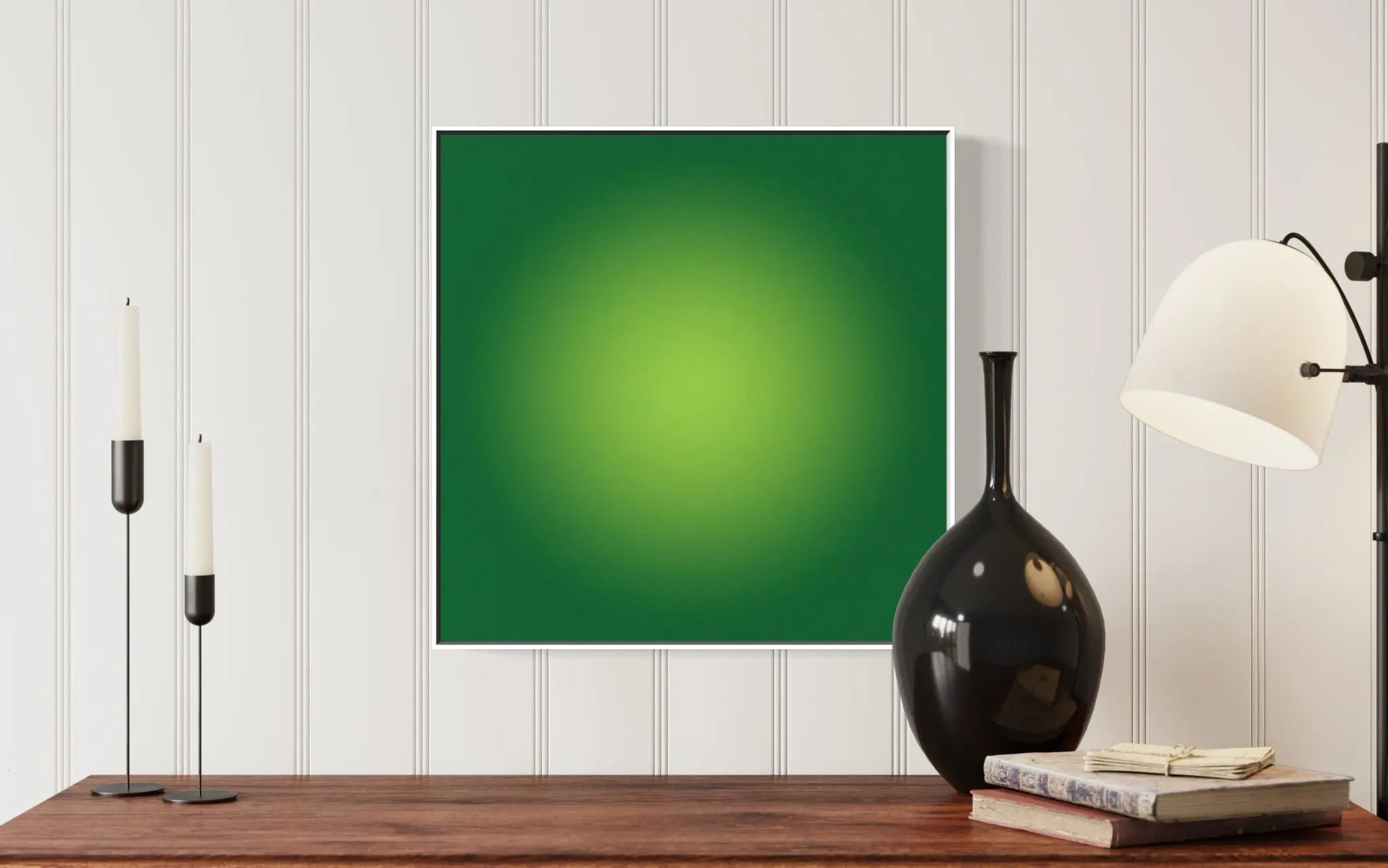 Green Halo by Alejandro Franseschini displayed in a modern living room interior