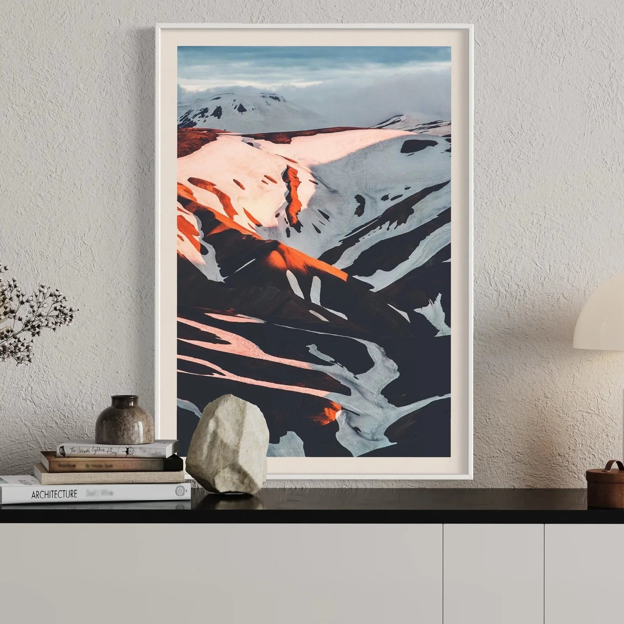 Snow On Sun Valley by N. Niman showcased in a designer room setting