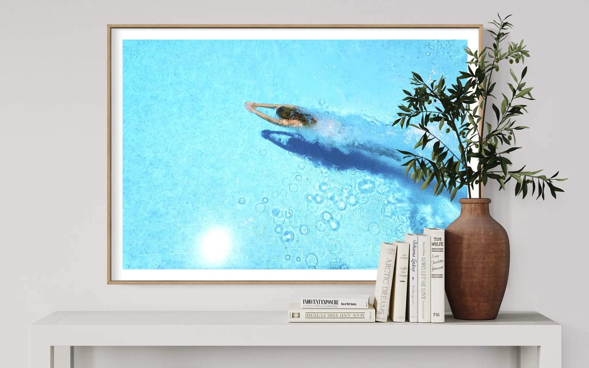 Woman Diving in Swimming Pool by Estend61 featured in an elegant interior space