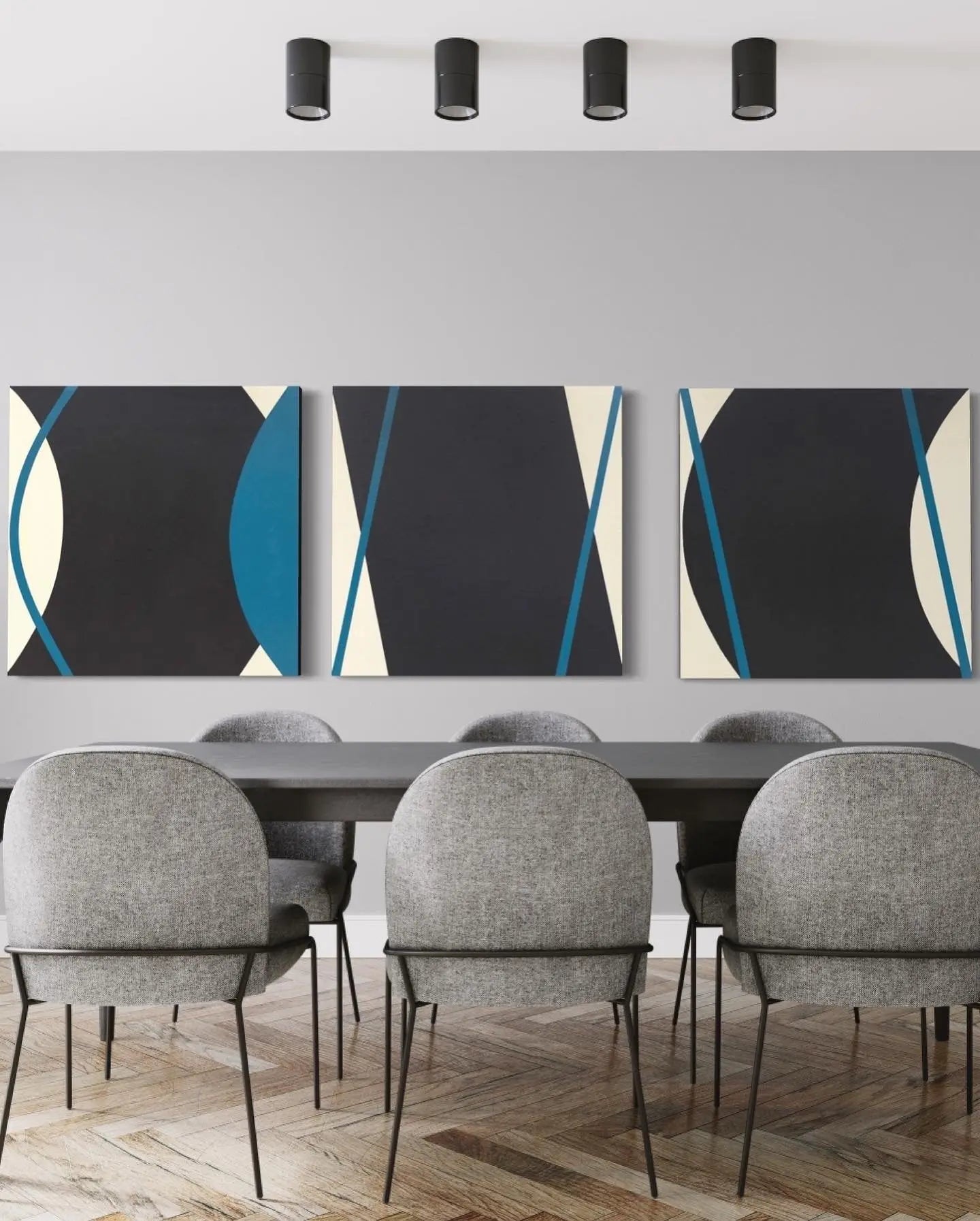 Positive and Negative by Rodrigo Martin displayed in a modern living room interior