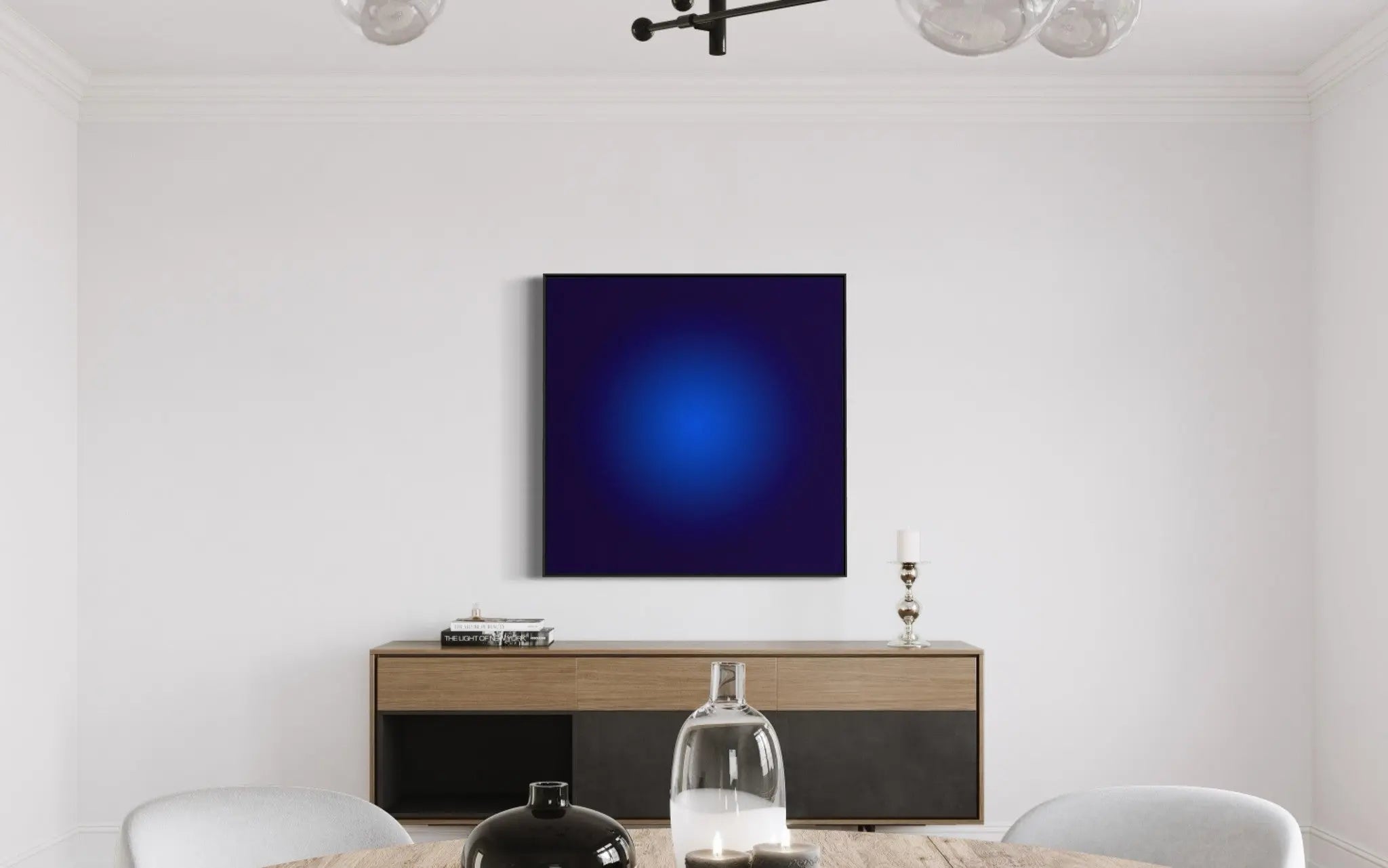 Cobalt Blue Halo by Alejandro Franseschini displayed in a modern living room interior