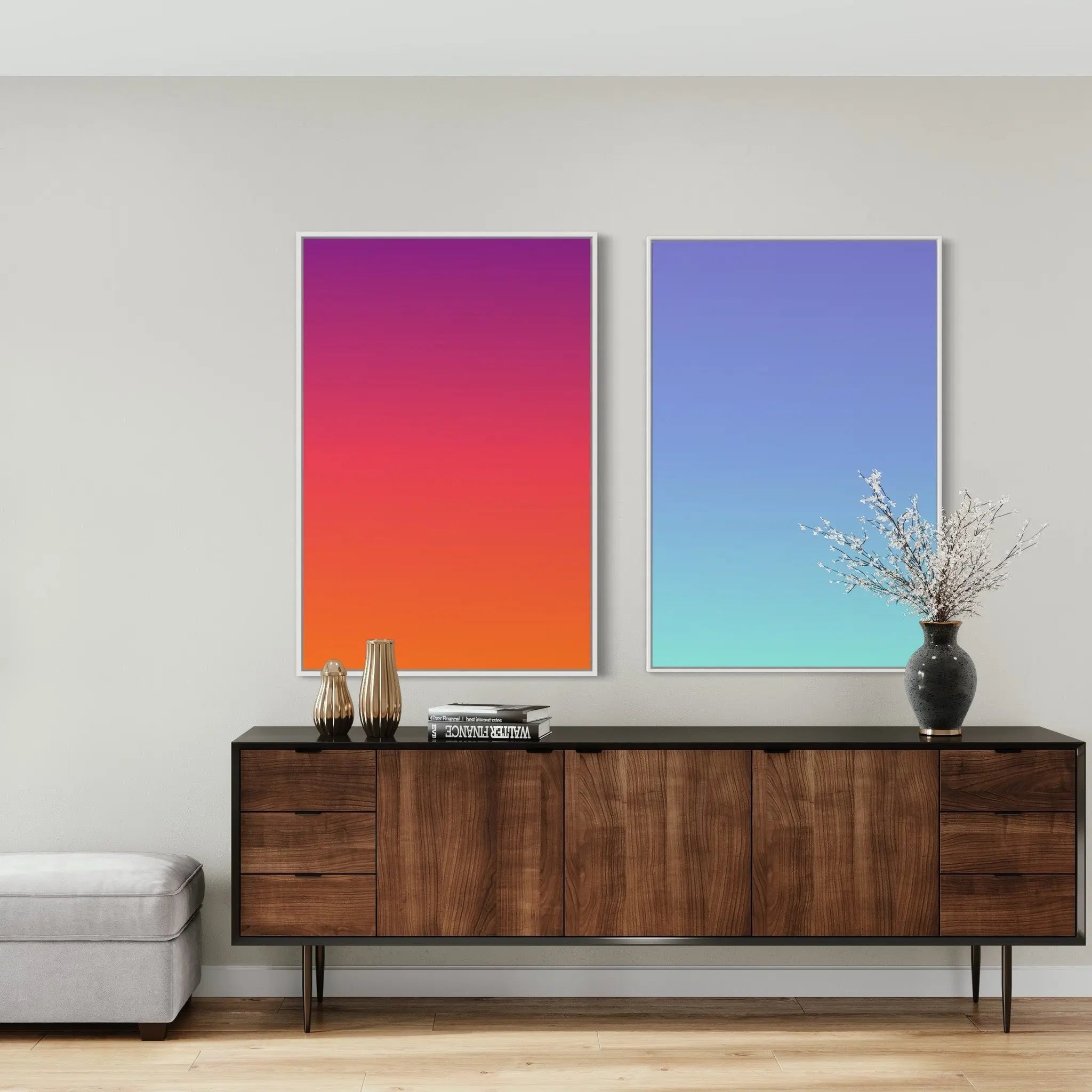 Ombre Sunset by Alejandro Franseschini showcased in a designer room setting