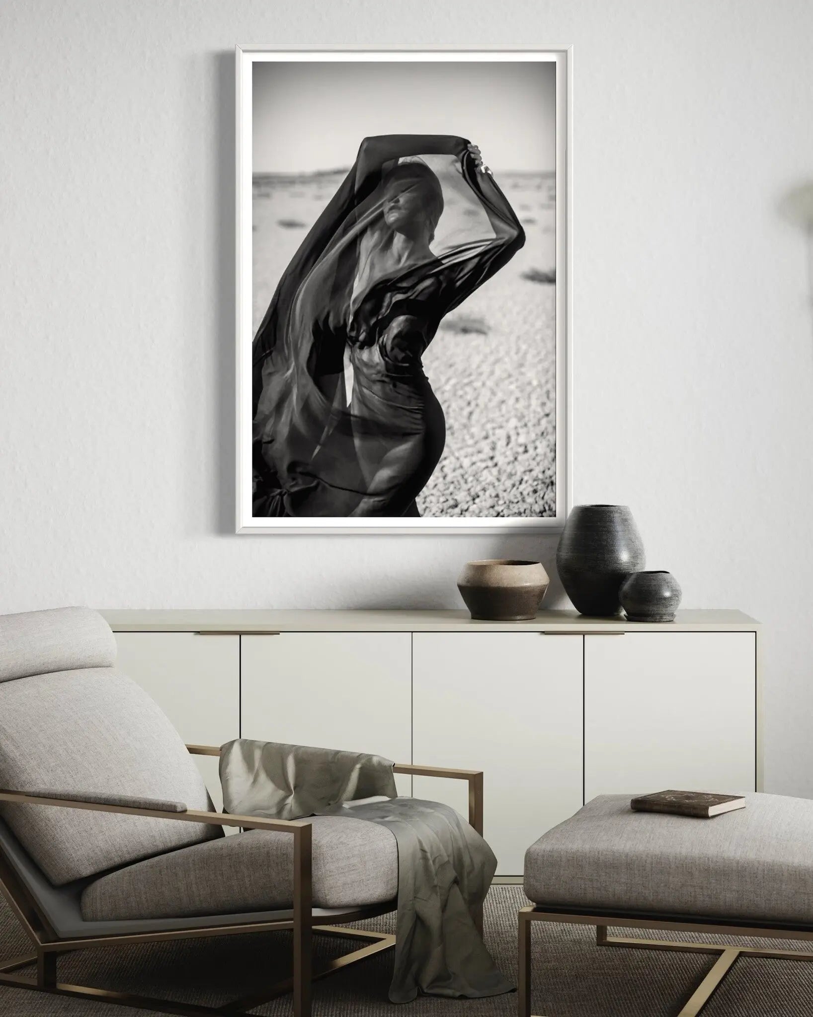 Playing With The Wind in The Desert by Nikola Miljkovic showcased in a designer room setting