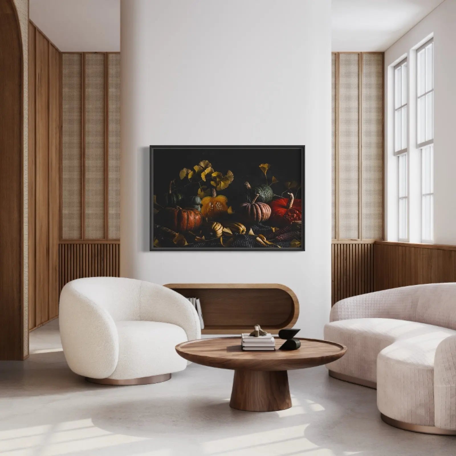 Winter Squash Tableau by Jed Gordon-Moran styled in a contemporary interior setting