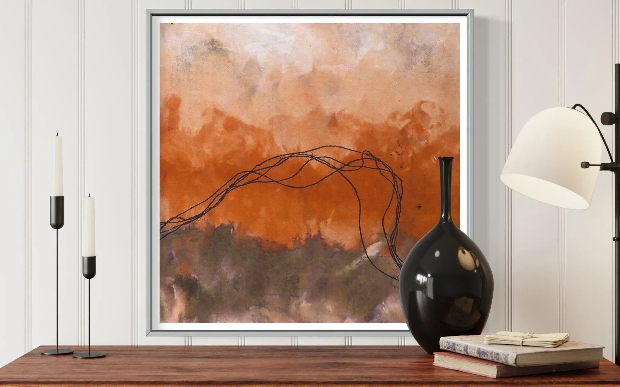 Cuerdas Naranja by Lidia Beiza displayed in a modern living room interior