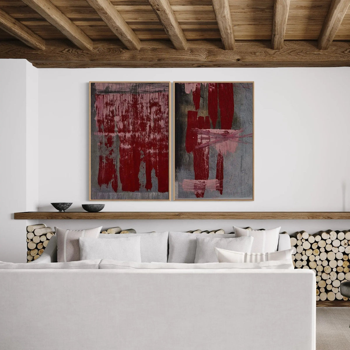 Universal Syncopations 2 by Evelyn Ogly displayed in a modern living room interior