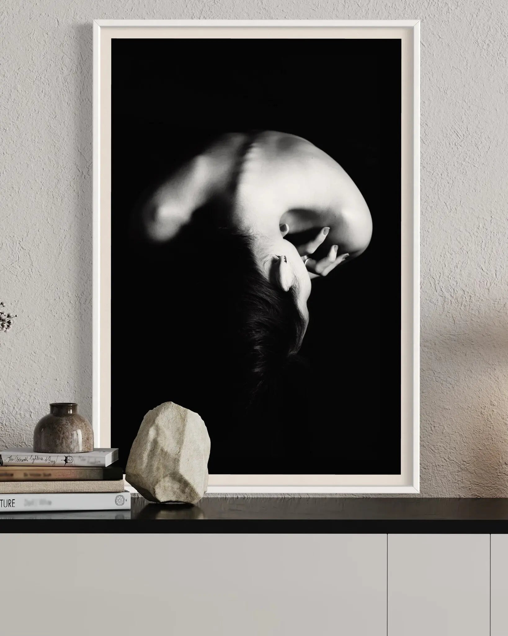 In Peace by J. Alzate displayed in a modern living room interior