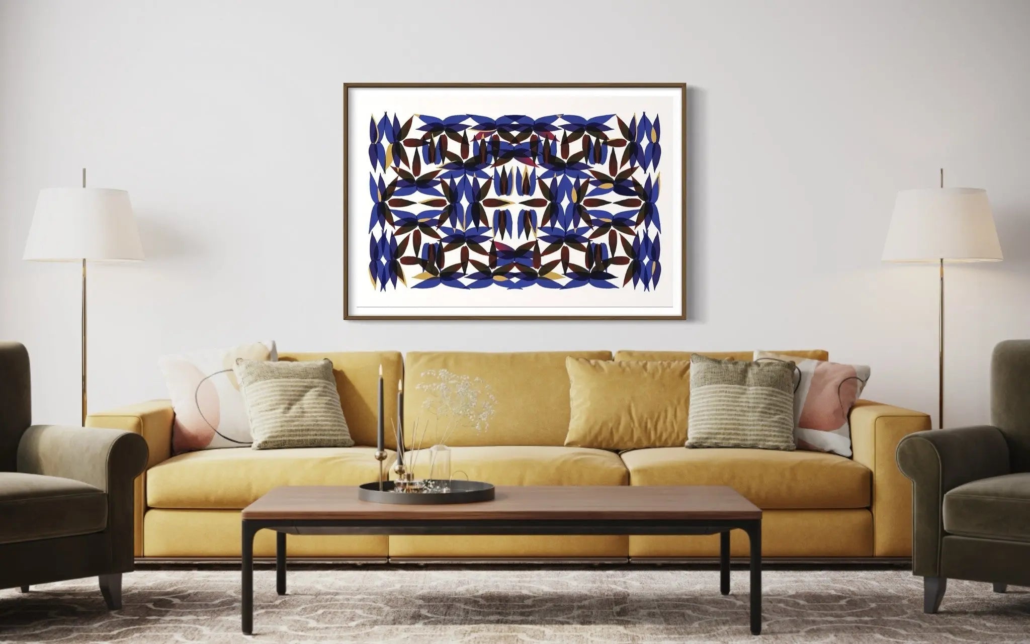 Kaleidoscope View In Blue styled in a contemporary interior setting