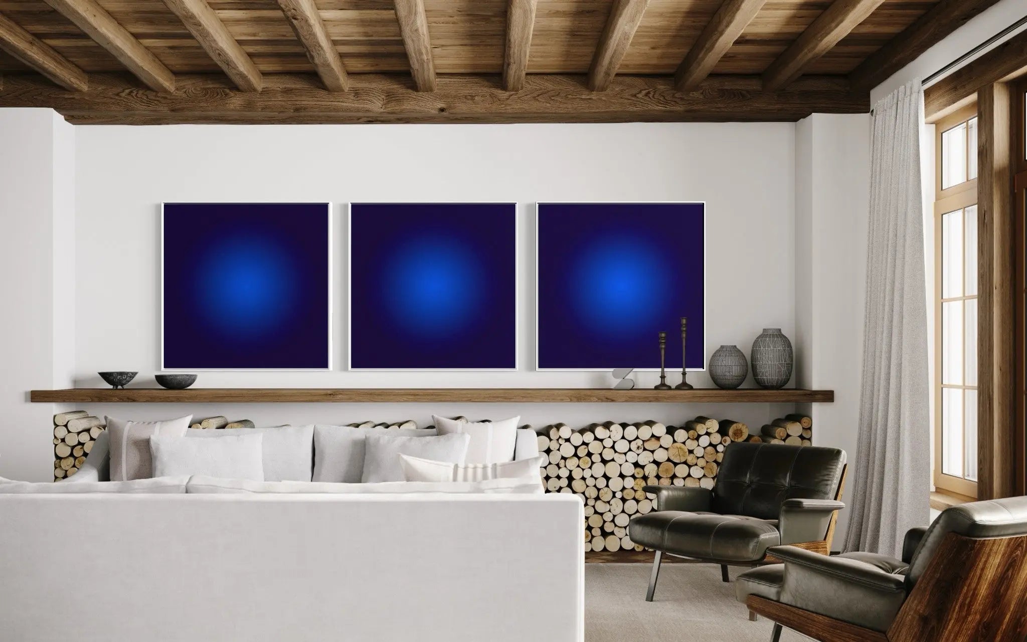 Cobalt Blue Halo by Alejandro Franseschini showcased in a designer room setting