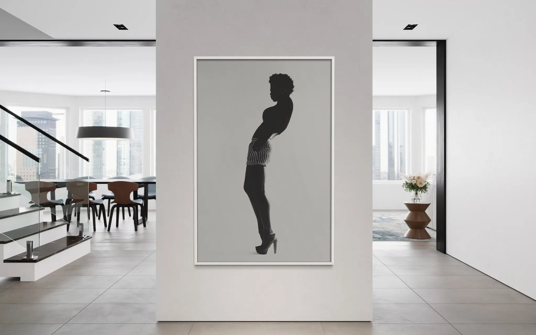 June by R. Velarde displayed in a modern living room interior