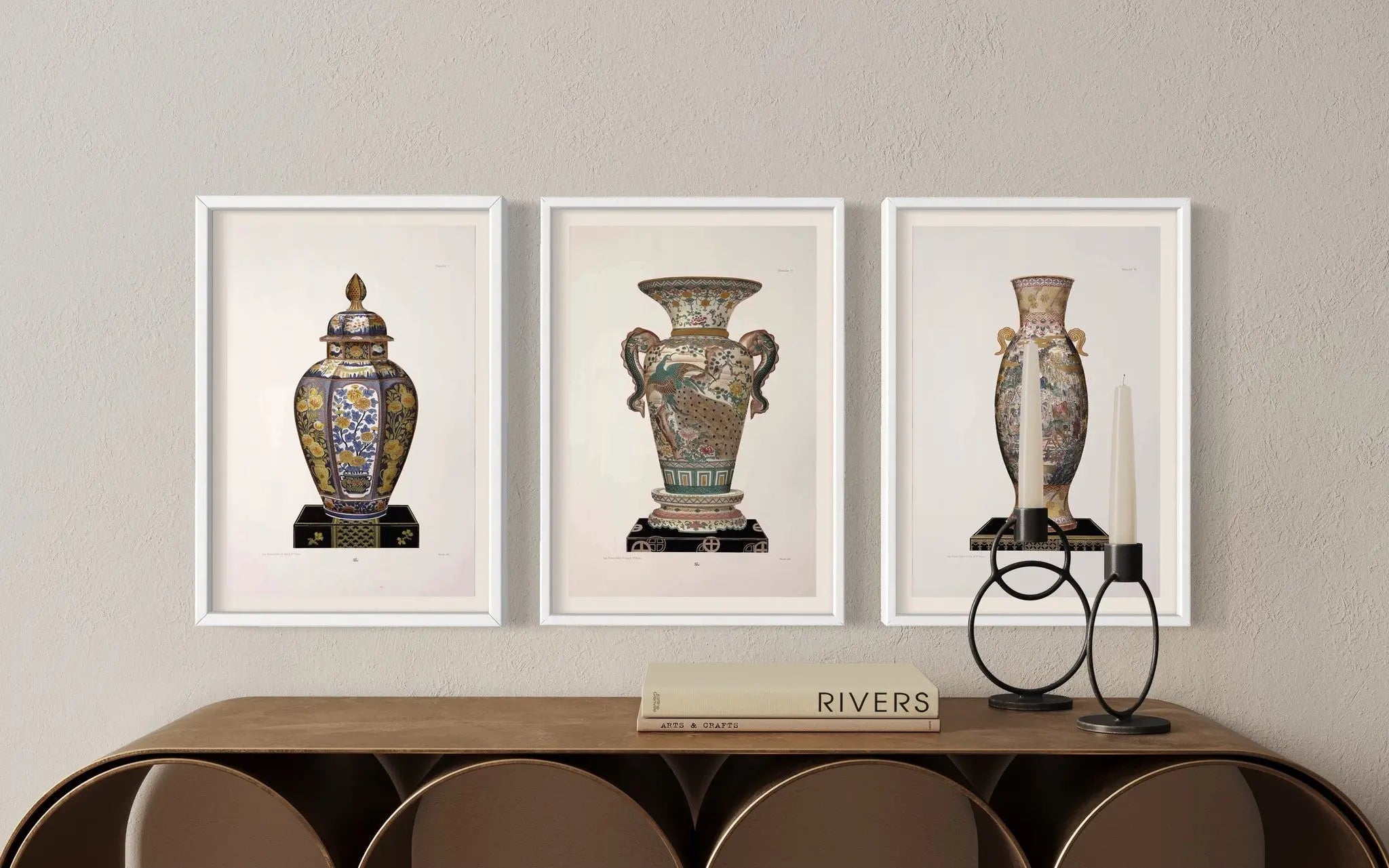 Chinese Vase In Green And Pink showcased in a designer room setting