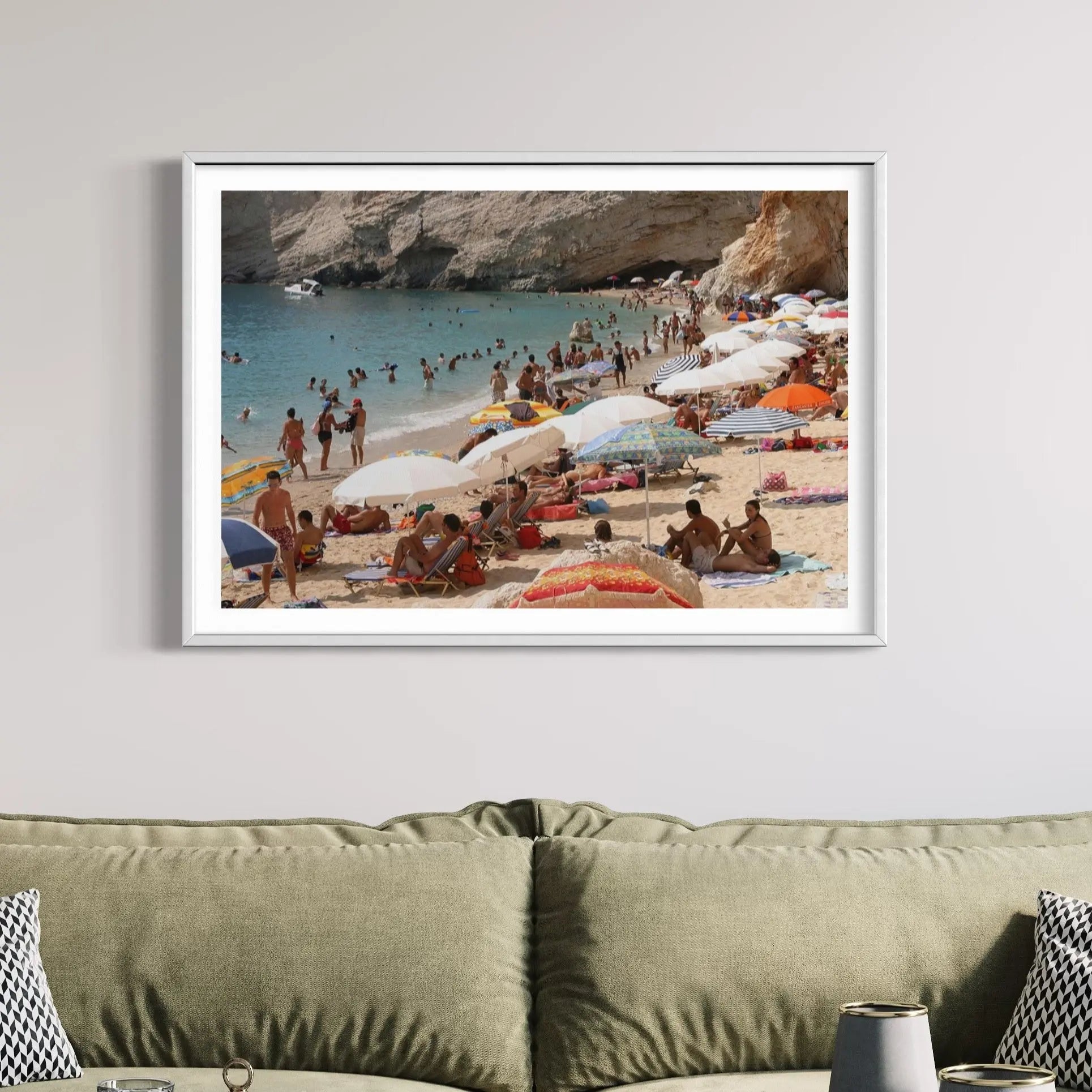 Beaches of Lefkada Island by Sean Gallup displayed in a modern living room interior
