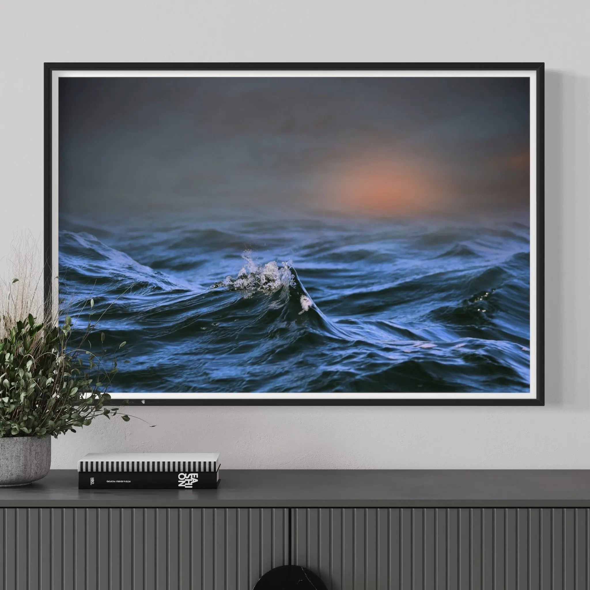 Salt Water by Karen Thom displayed in a modern living room interior