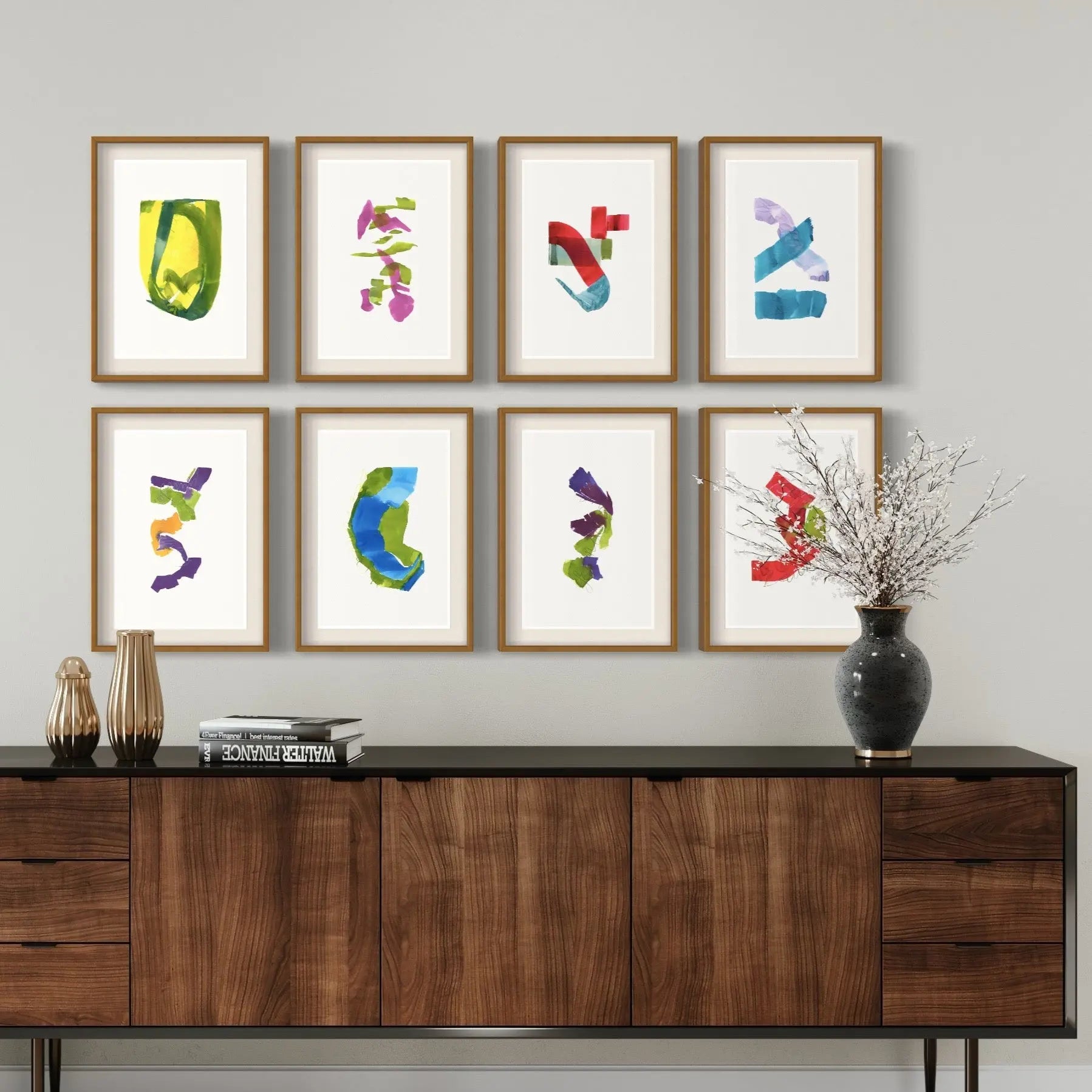 Color Study 10 by Encarnacion Portal Rubio displayed in a modern living room interior