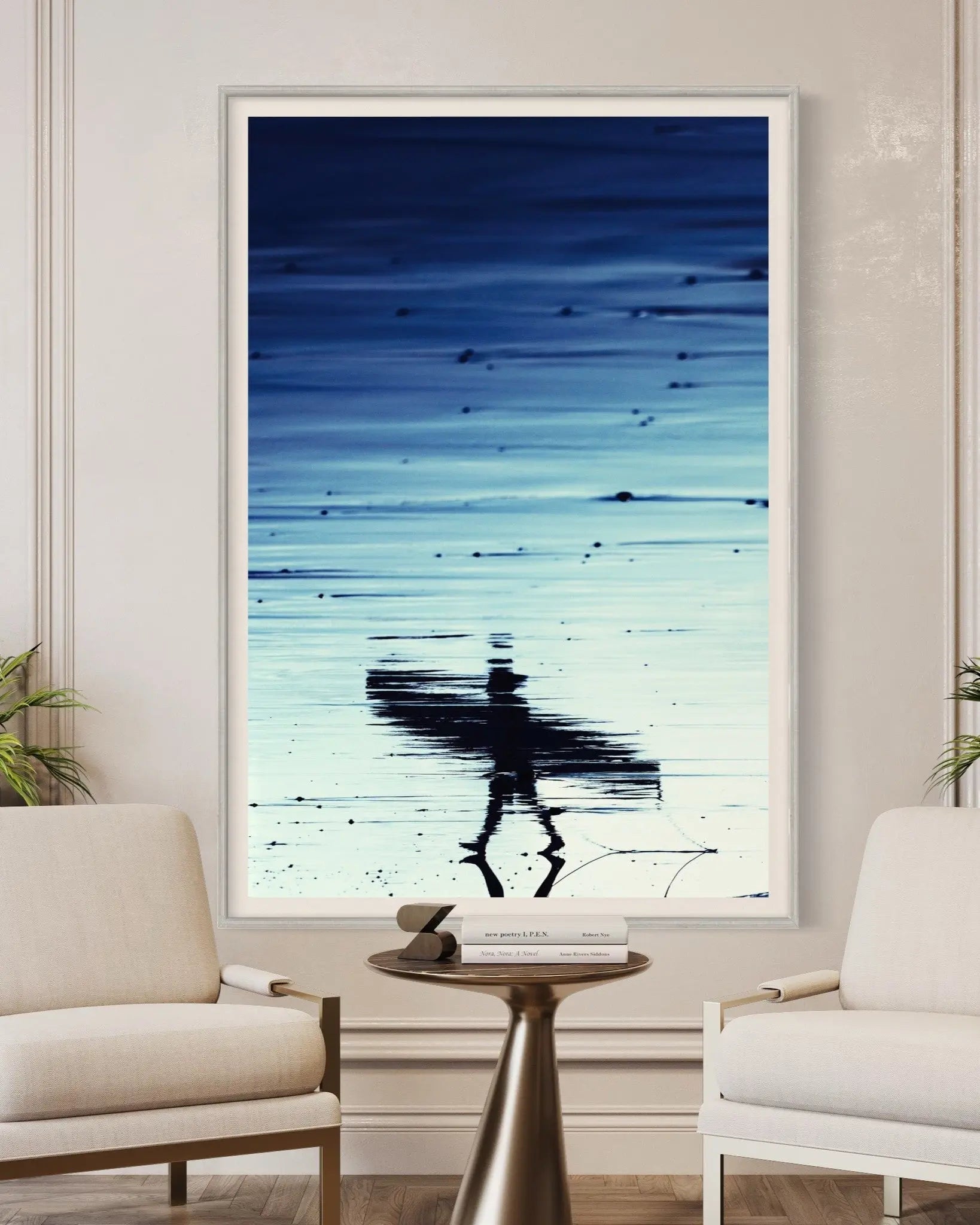 A Walk on the Beach by Enric Gener displayed in a modern living room interior