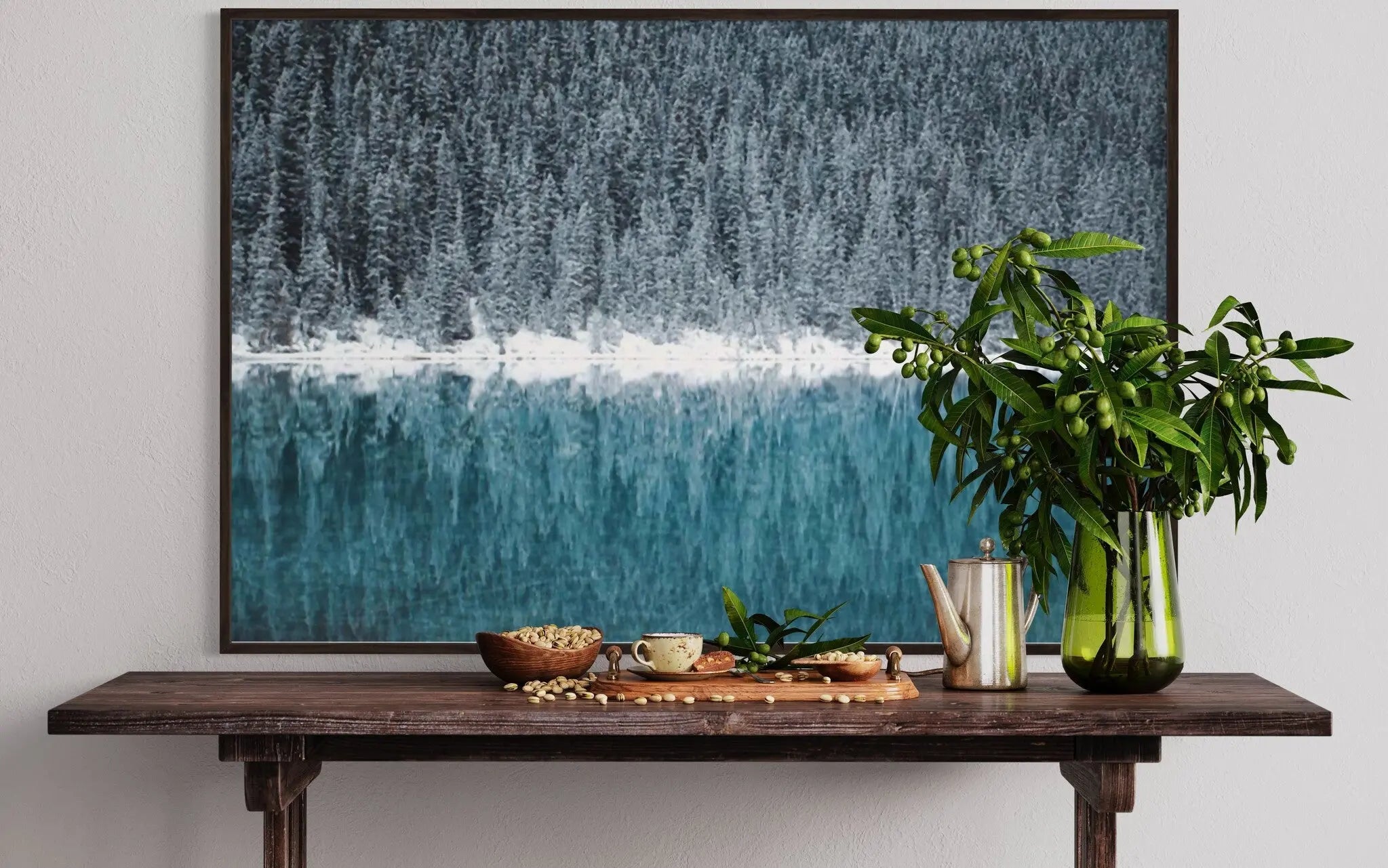 Frosty Lake by J. Caspari showcased in a designer room setting