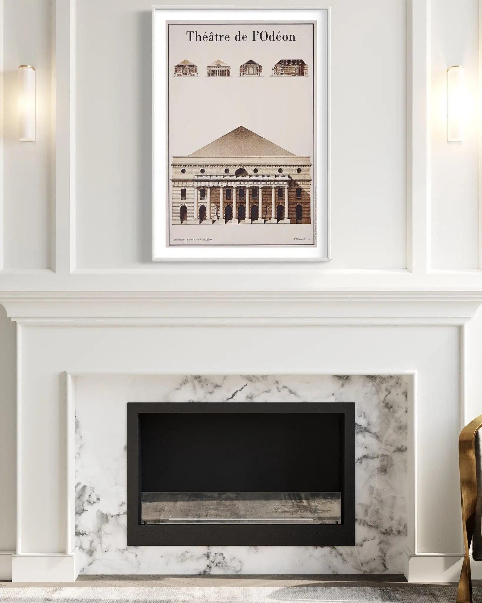 Le Theatre De L'Odeon Architectural Drawings styled in a contemporary interior setting