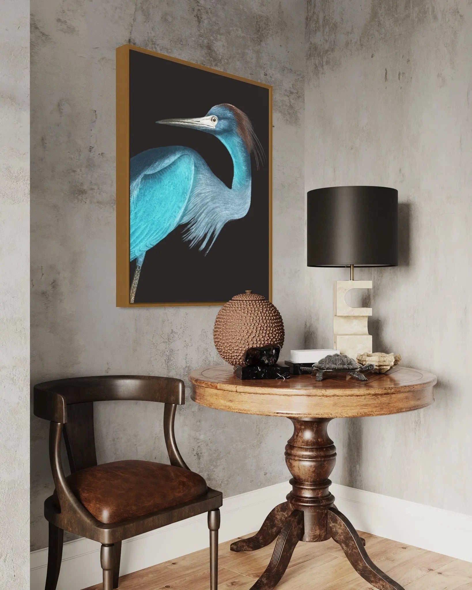 Blue Crane by Alejandro Franseschini featured in an elegant interior space