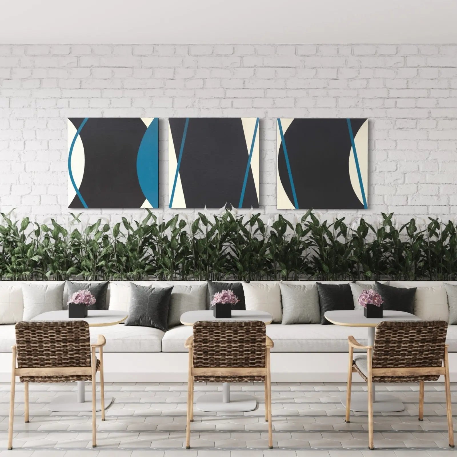 Plano y Curva by Rodrigo Martin displayed in a modern living room interior