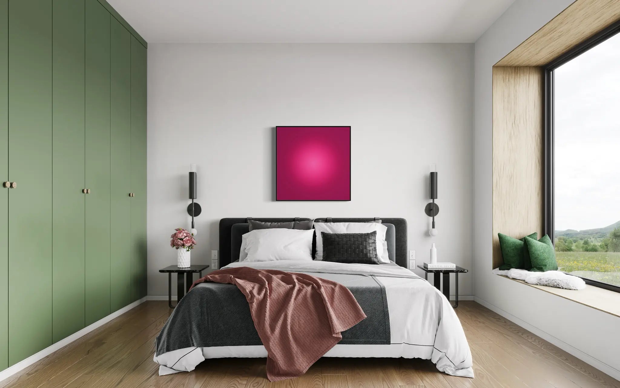 Pink Ruby Halo by Alejandro Franseschini displayed in a modern living room interior