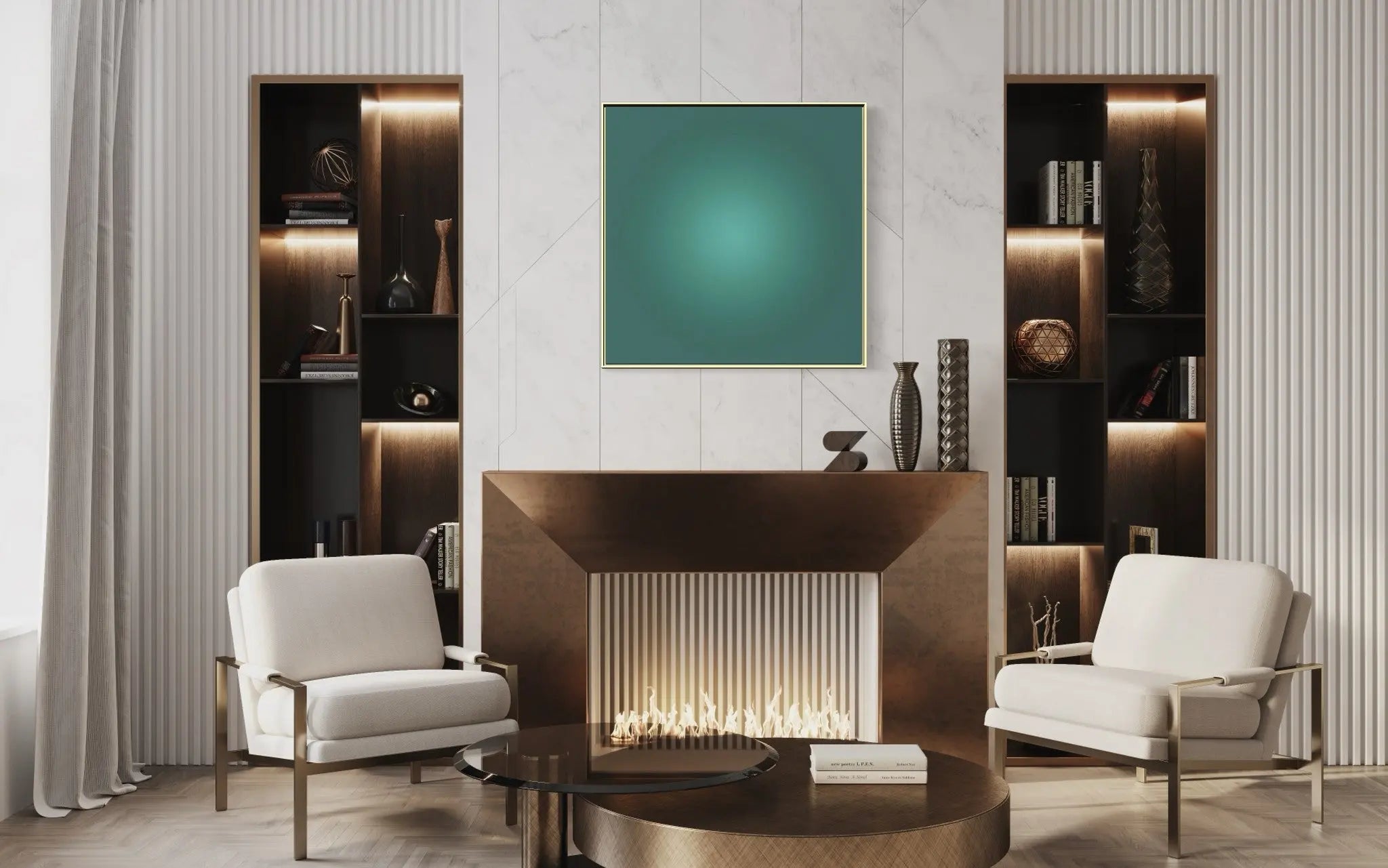 Verdigris Halo by Alejandro Franseschini showcased in a designer room setting