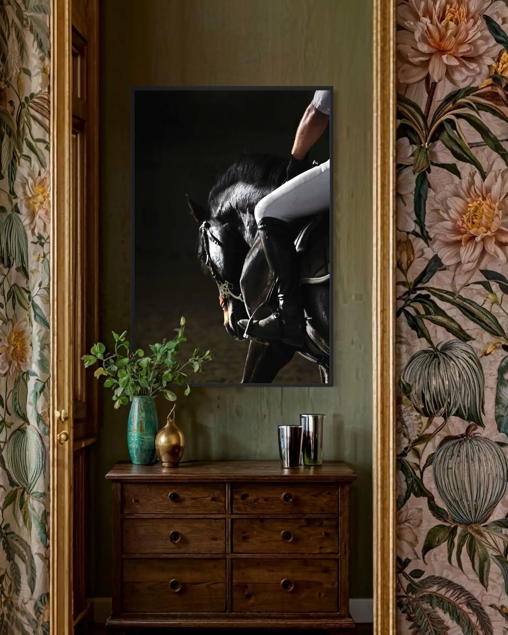 Elegant Horse in Training displayed in a modern living room interior