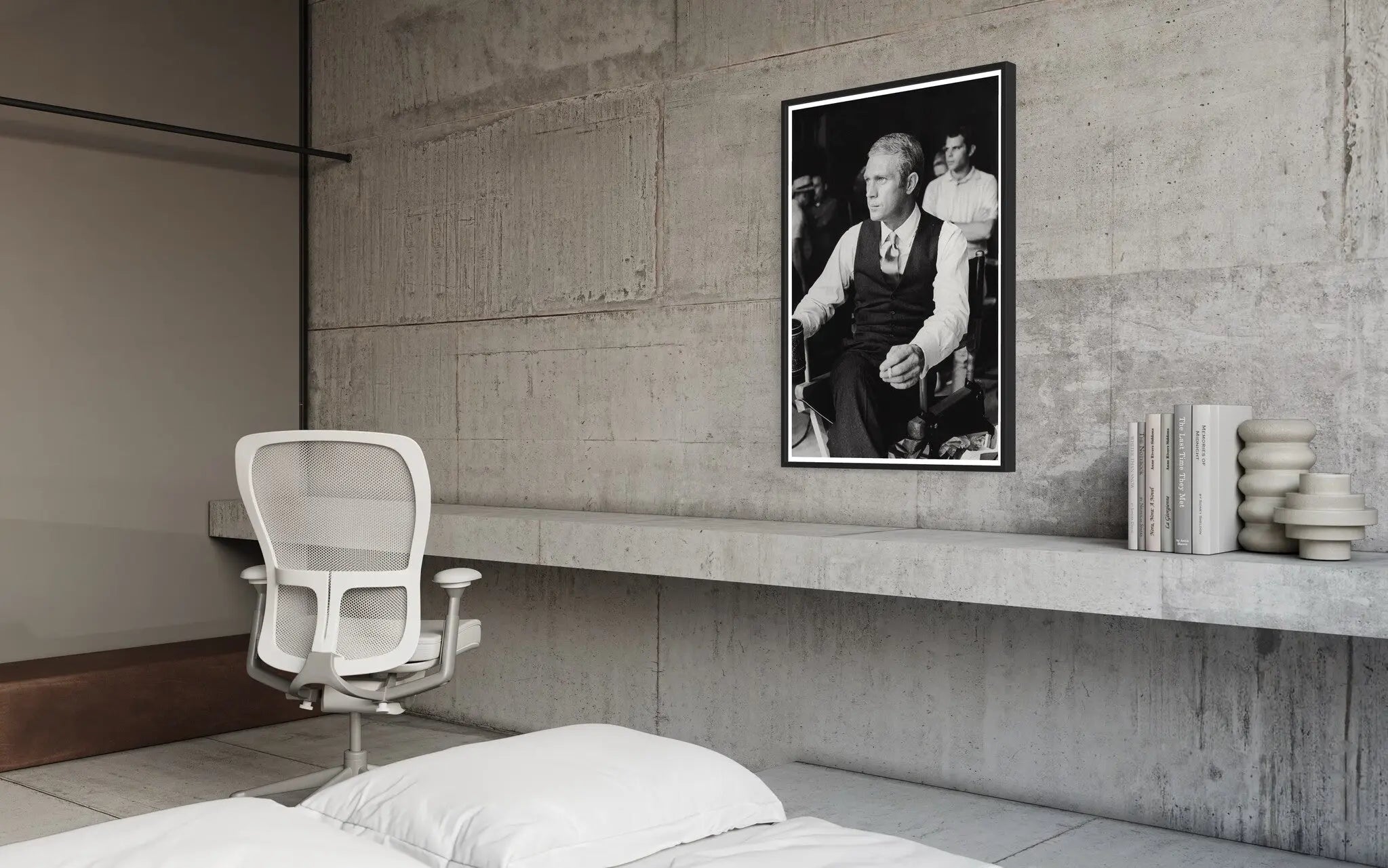 Steve McQueen on Set 1968 featured in an elegant interior space