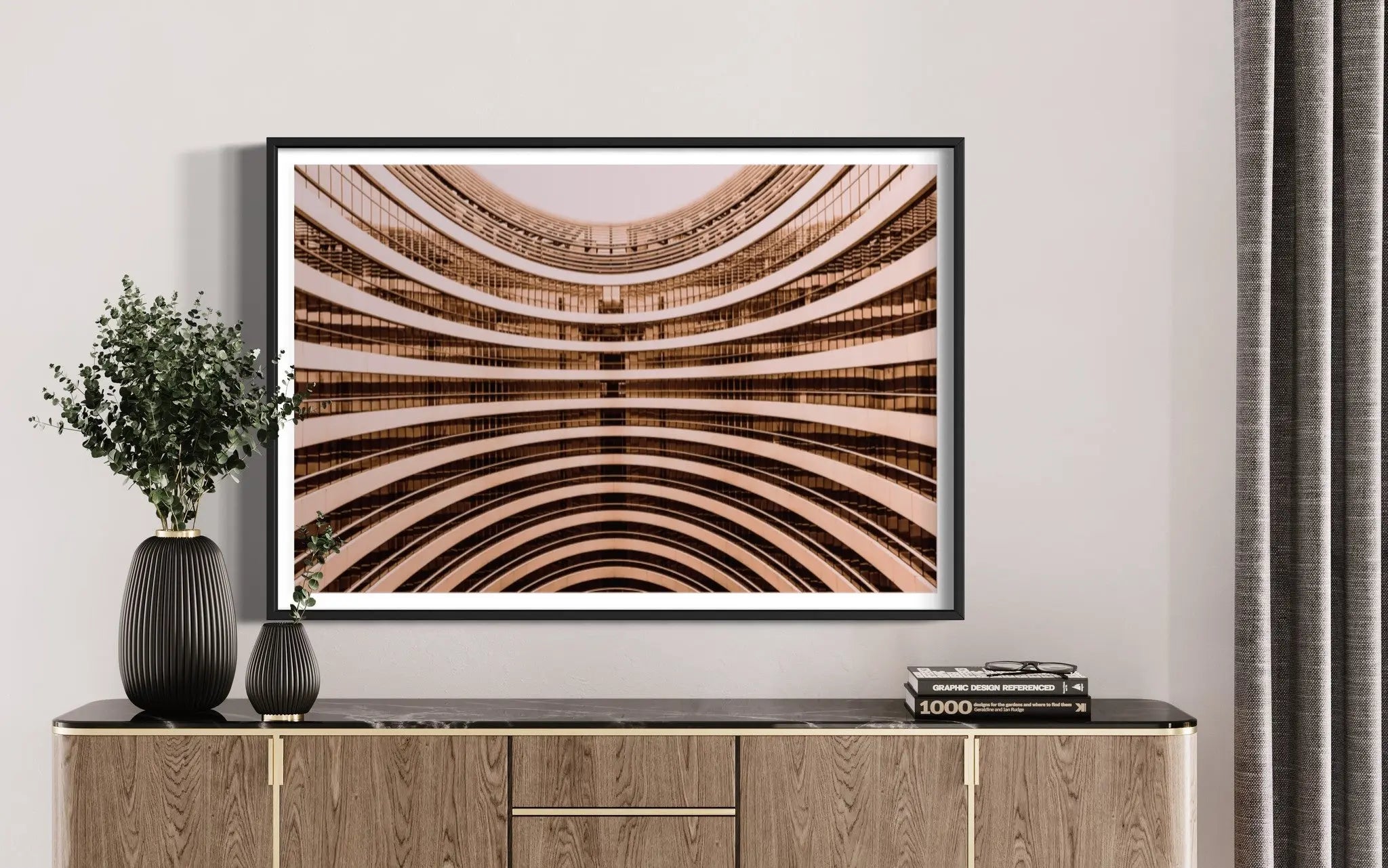 Vorticity by Kimmi Lee displayed in a modern living room interior