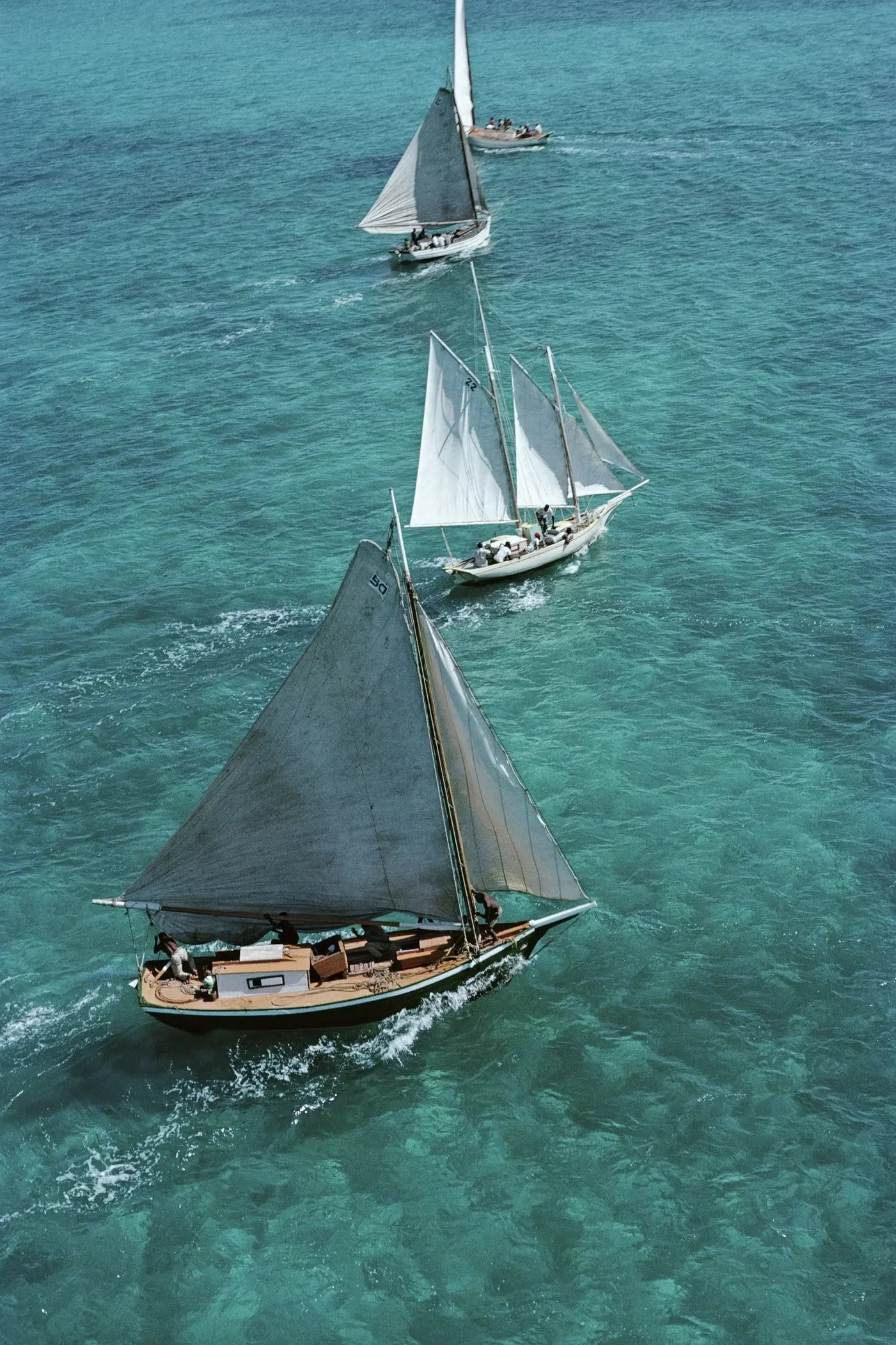Sailing in The Bahamas by Slim Aarons, metal print, The Picturalist