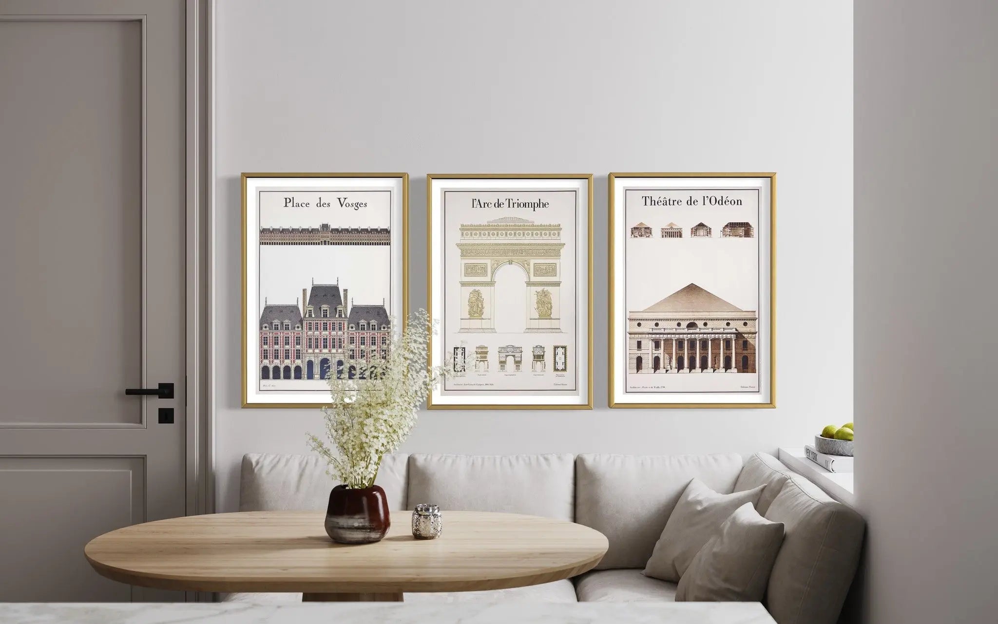 Le Theatre De L'Odeon Architectural Drawings showcased in a designer room setting