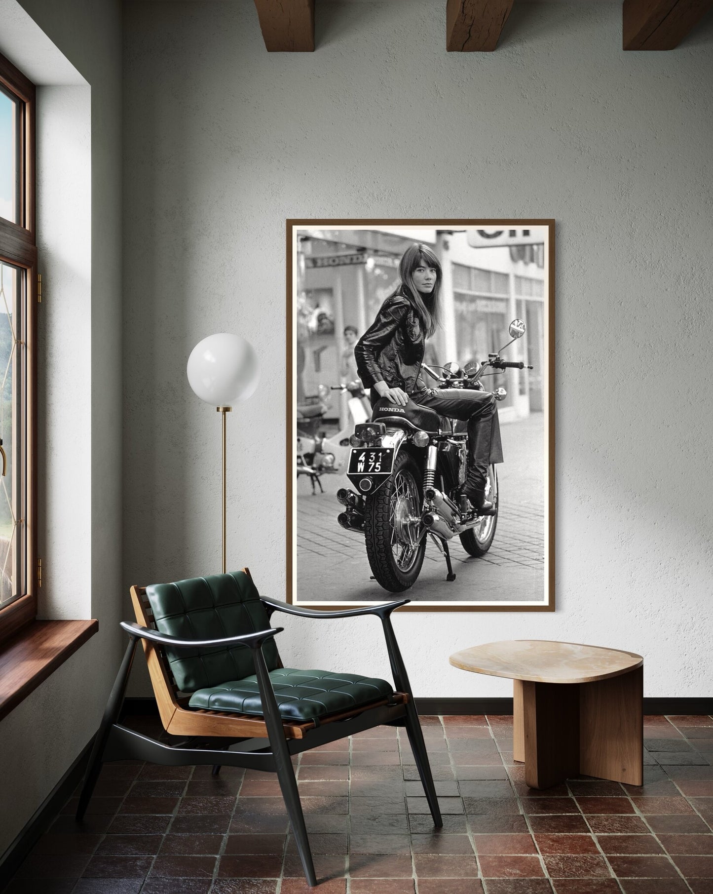 Iconic French vintage photograph framed and styled by The Picturalist, in a mid-cetury style room