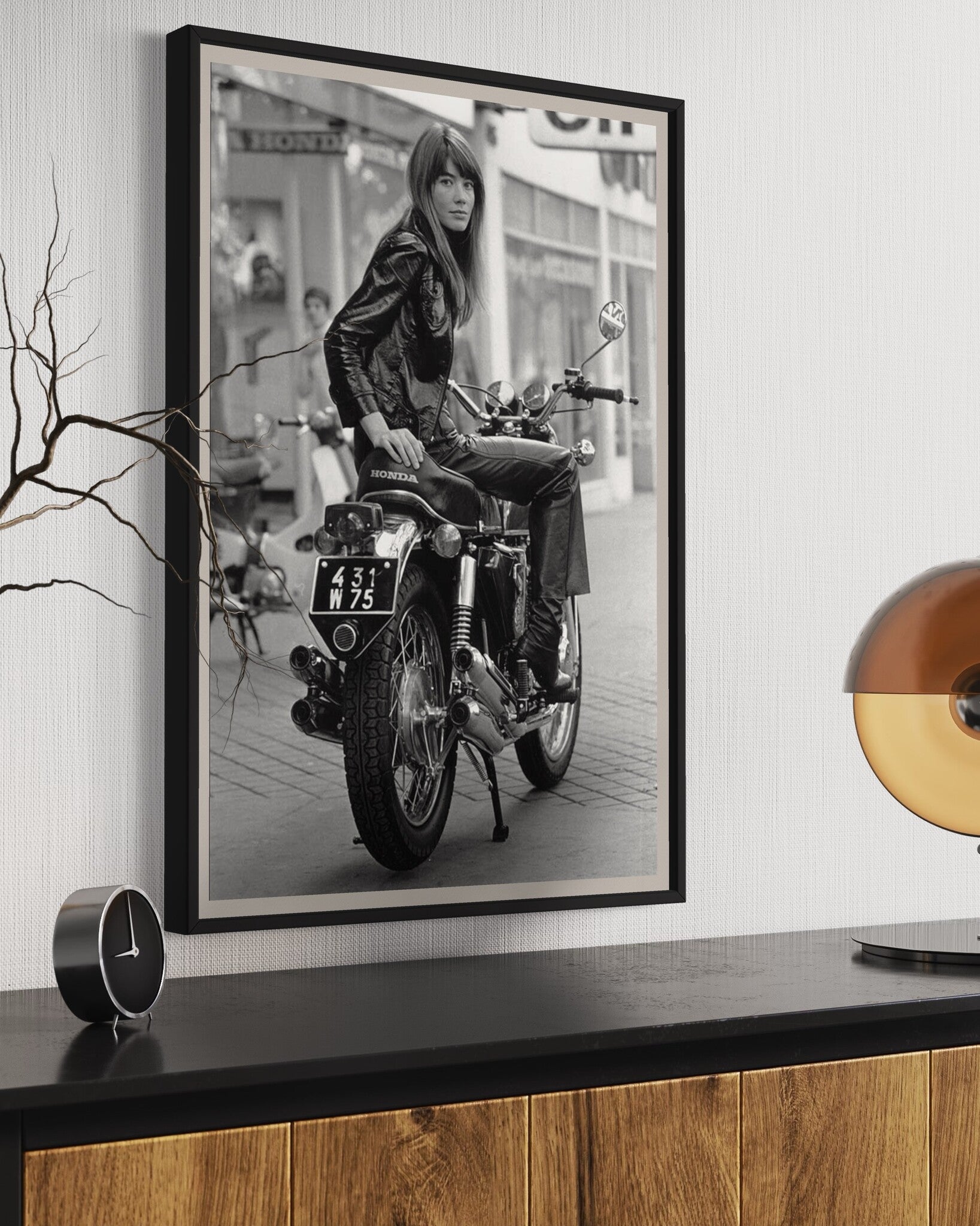 Iconic French vintage photograph framed and styled by The Picturalist over a sideboard