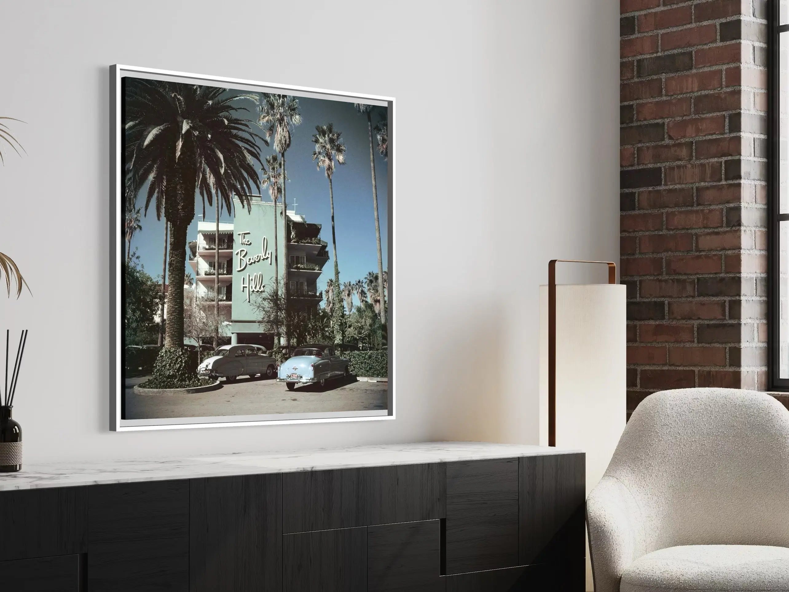 Beverly Hills Hotel by Slim Aarons showcased in a designer room setting